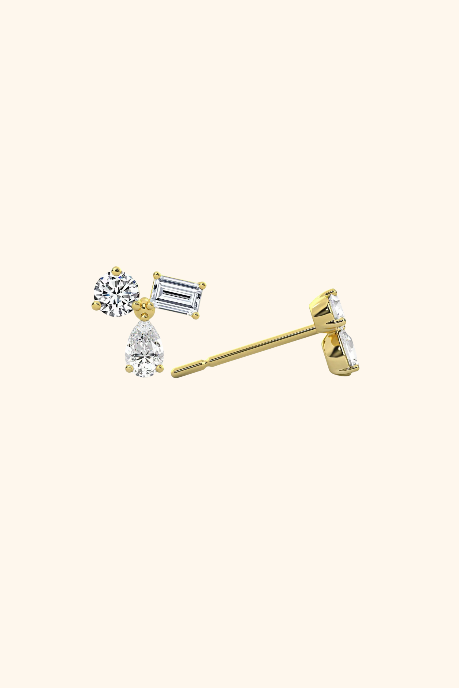 18K Gold Plated Tora Mixed Diamond Earrings