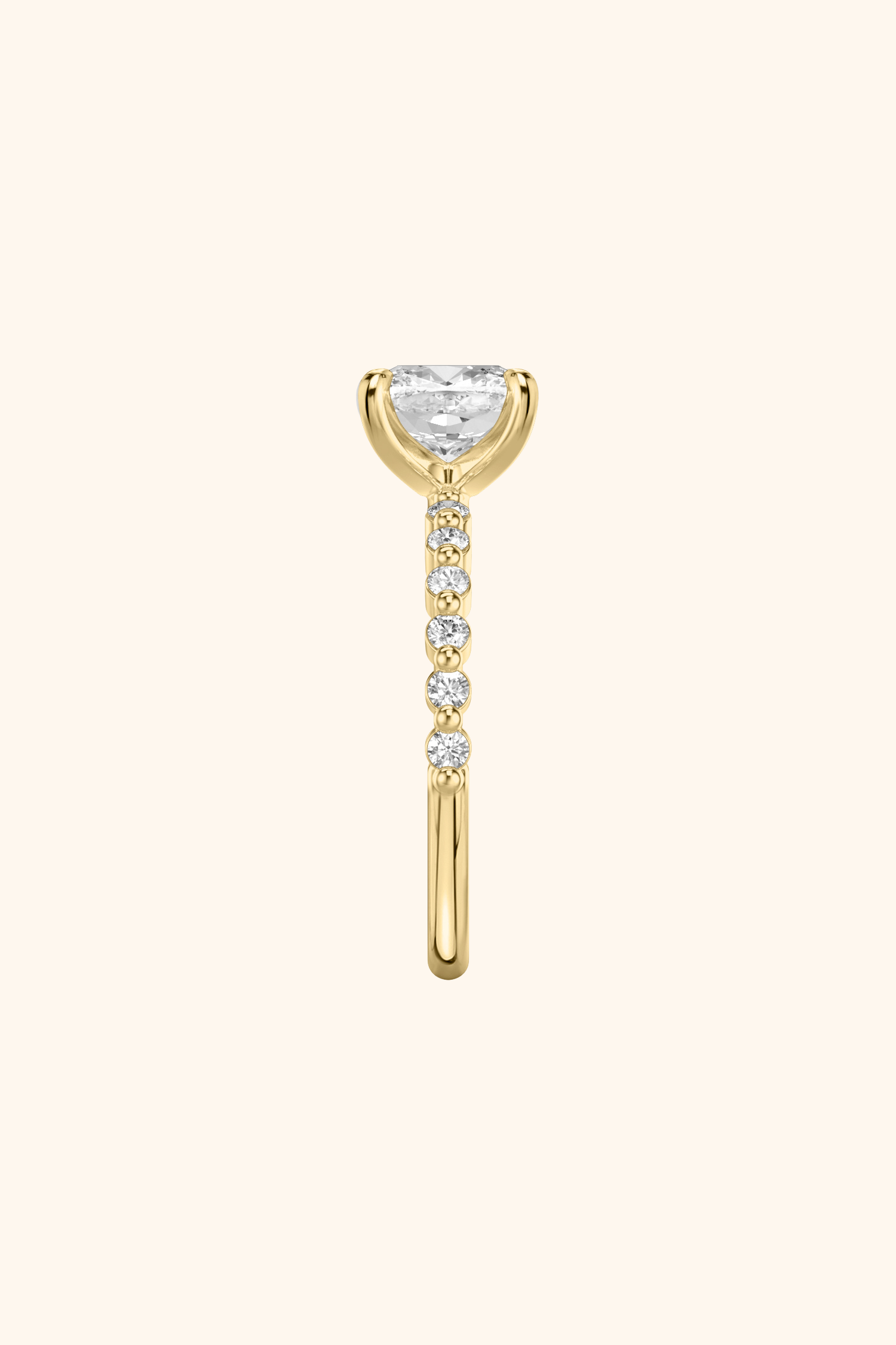 Alya Cushion Solitaire Pavé Ring