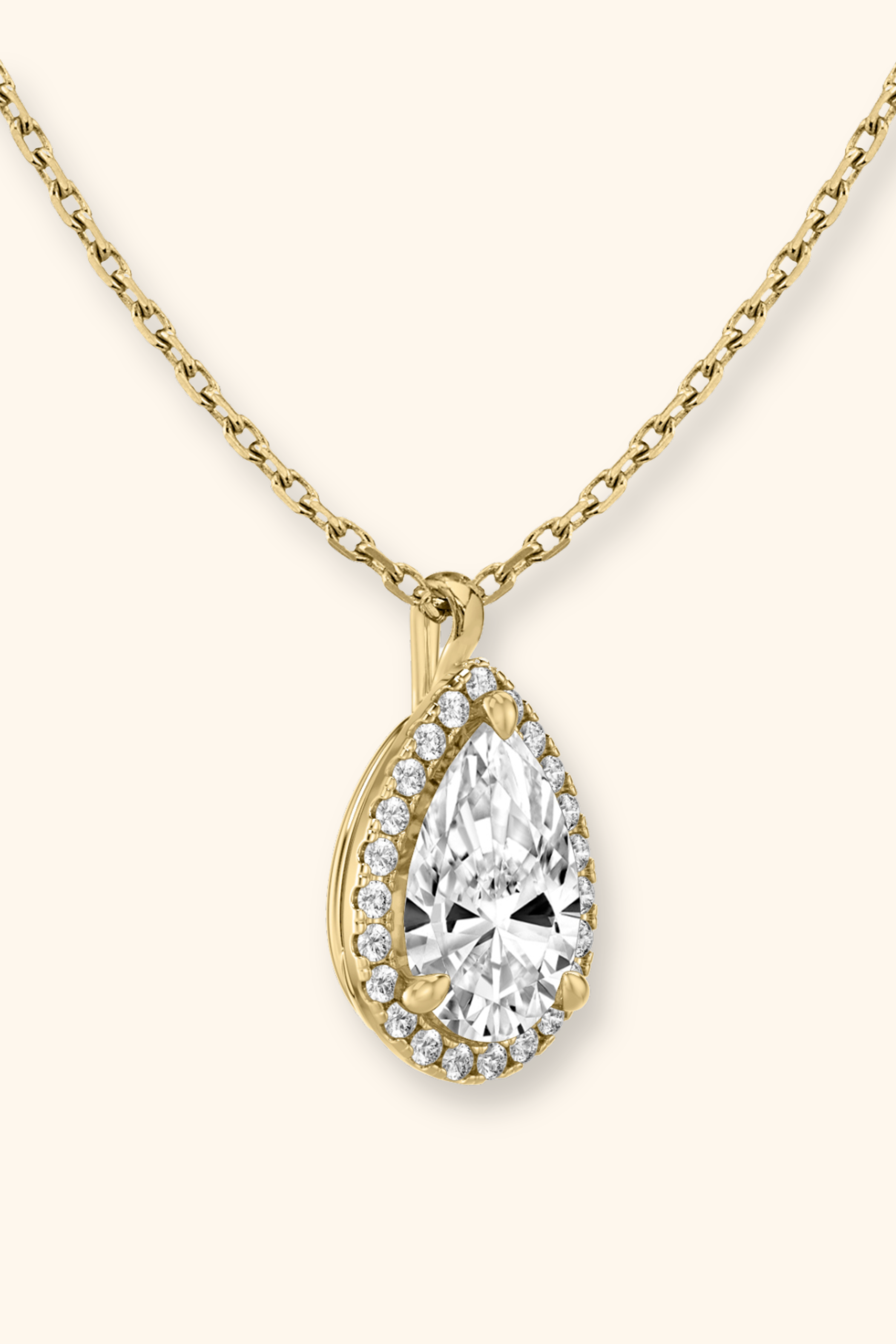 Coralina Halo Pear Solitaire Pendant