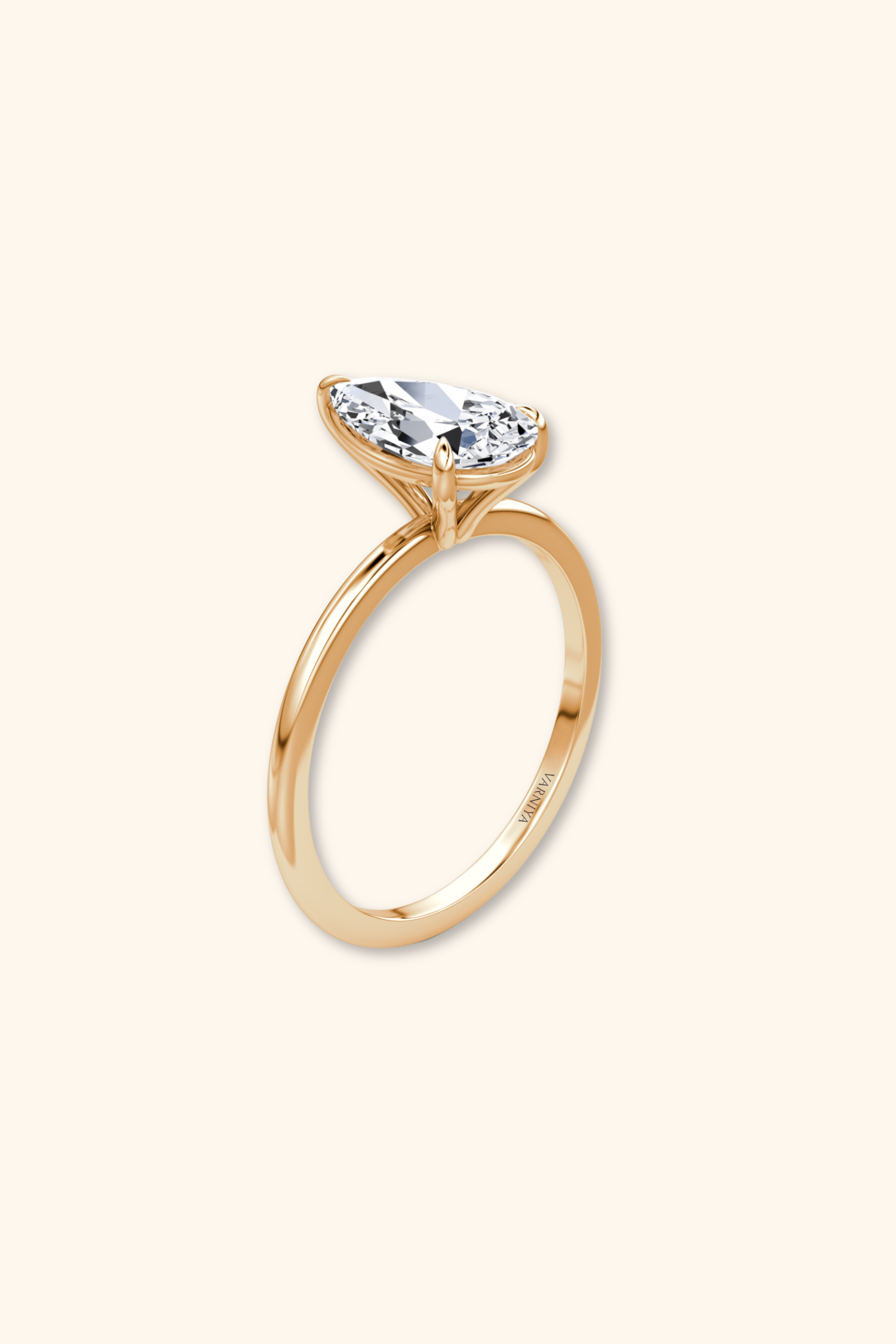 4 Prong Timeless Grace Ring with Pear Solitaire