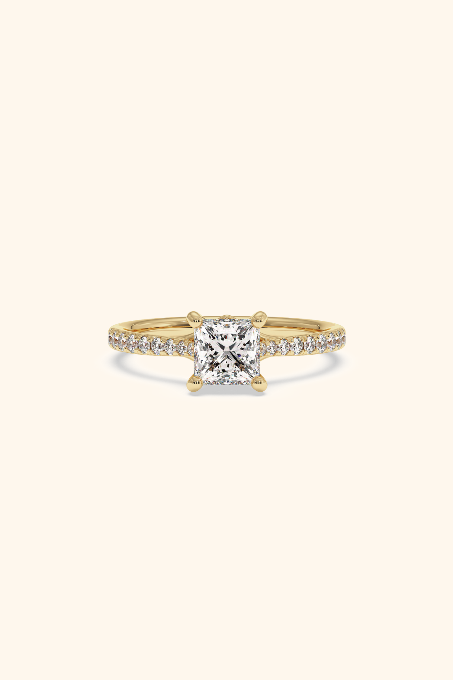 Valentina Pavé Ring with a Princess Solitaire