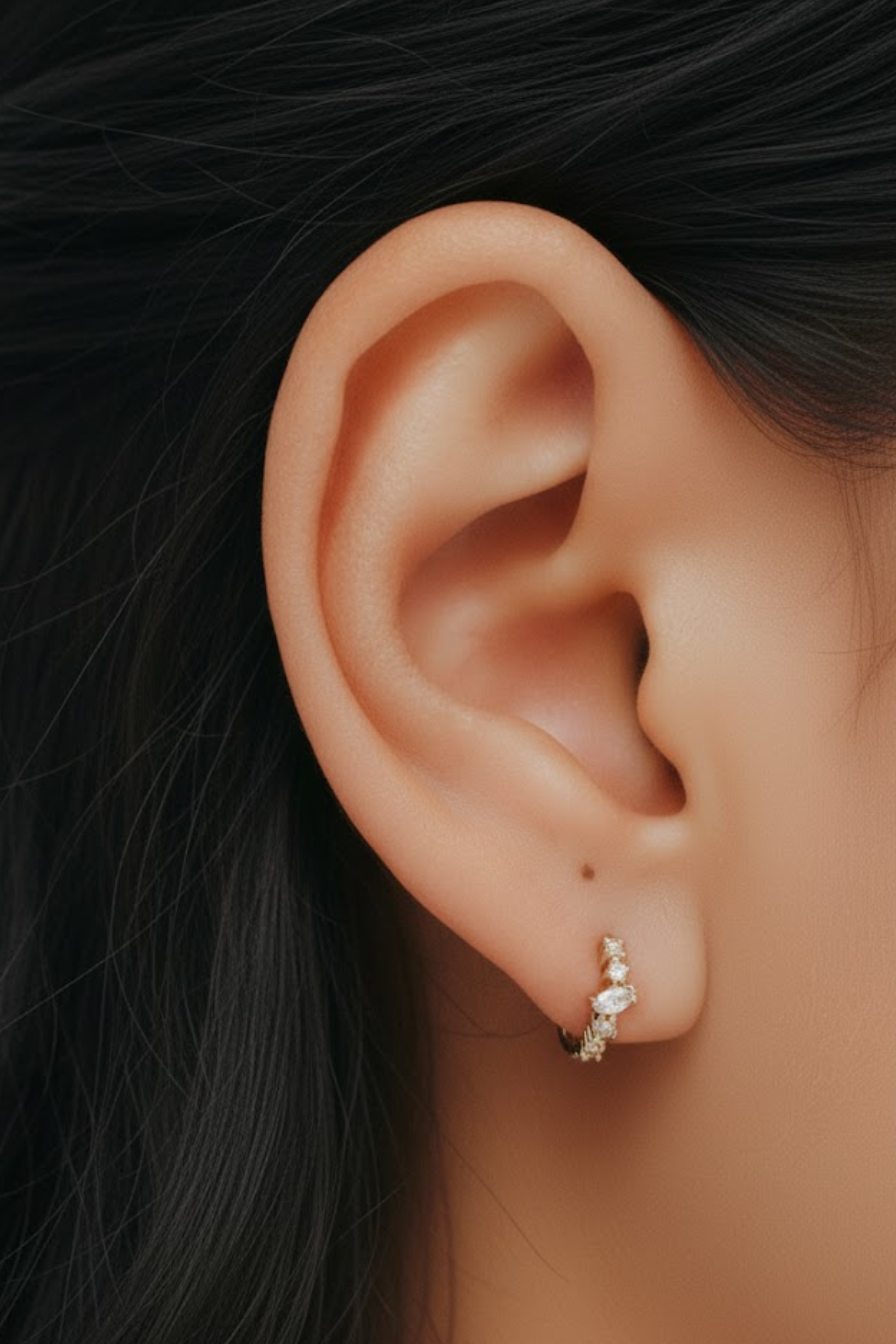 Round & Marquise Cut Diamond Huggies