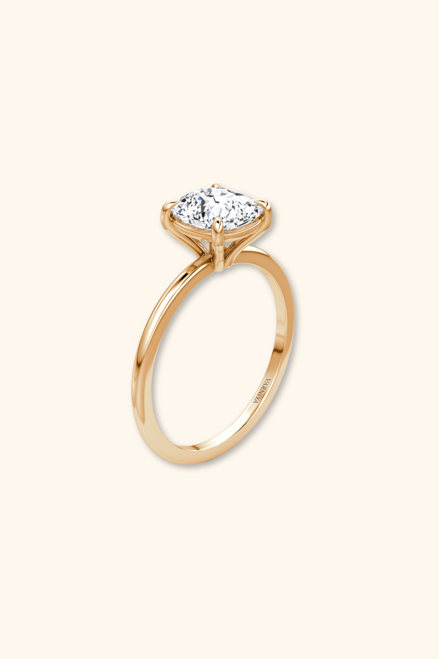 4 Prong Timeless Grace Ring with Cushion Solitaire