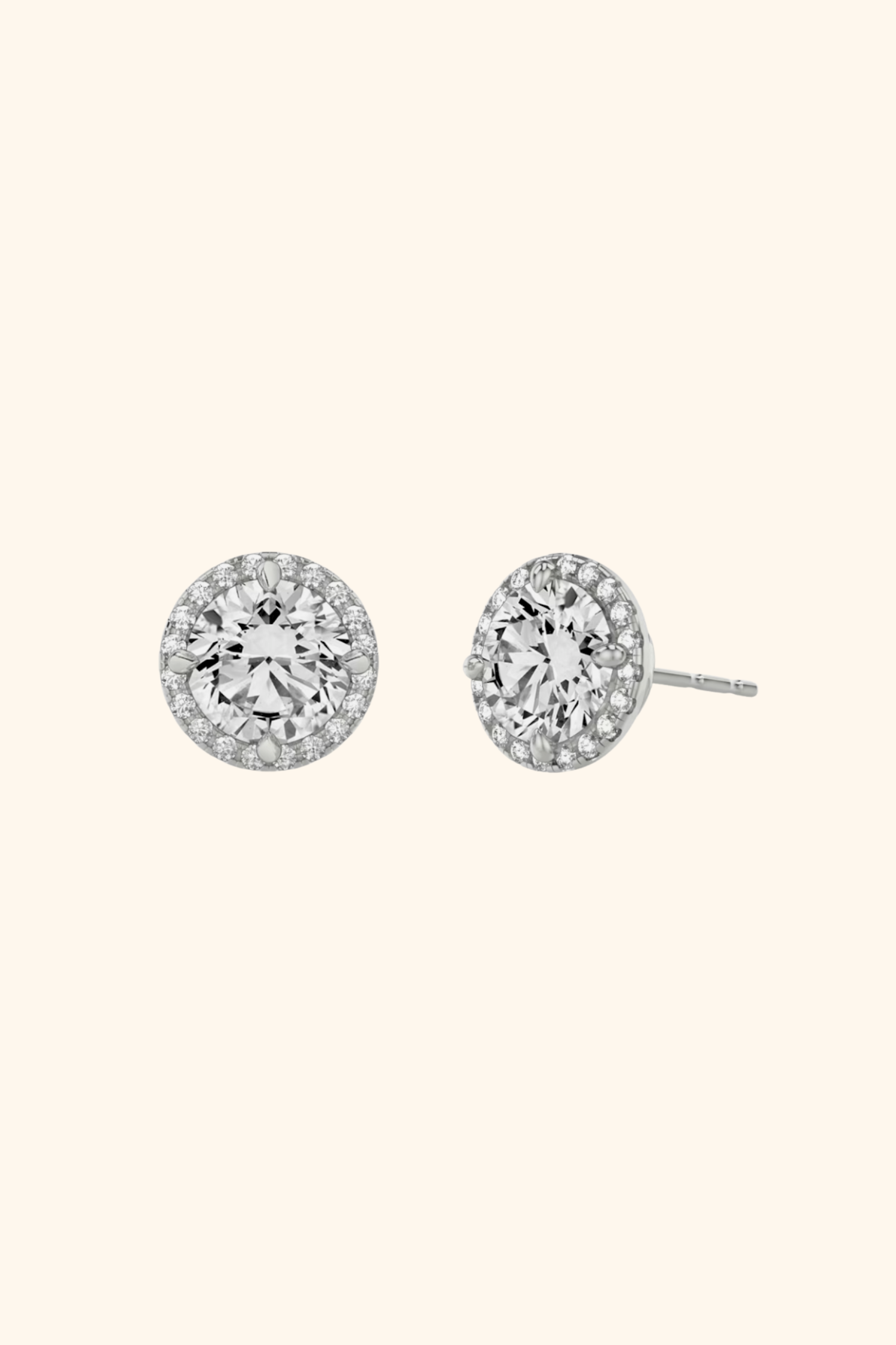 1.54Ct Classic Halo Solitaire Studs in 18Kt White Gold