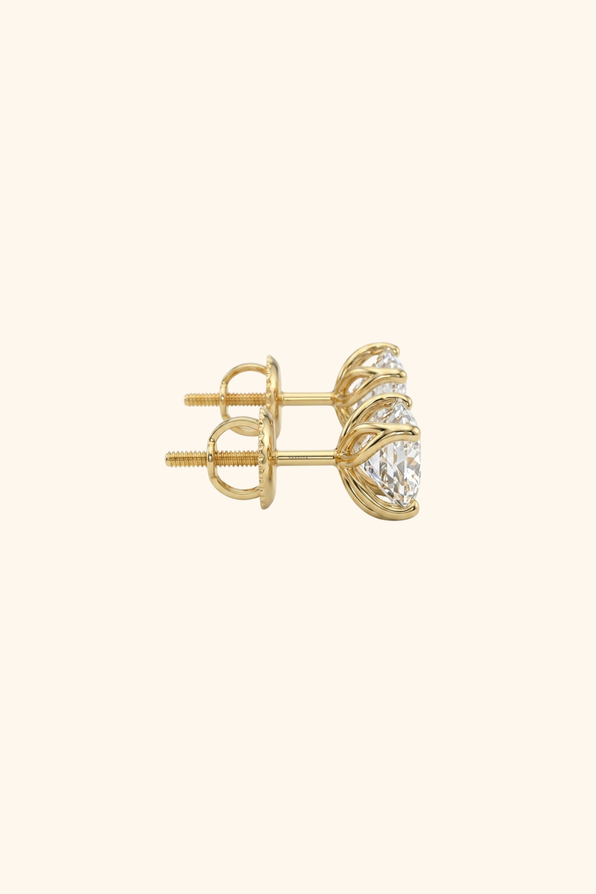 0.74Ct Tulip Stud Earrings with Princess Solitaire
