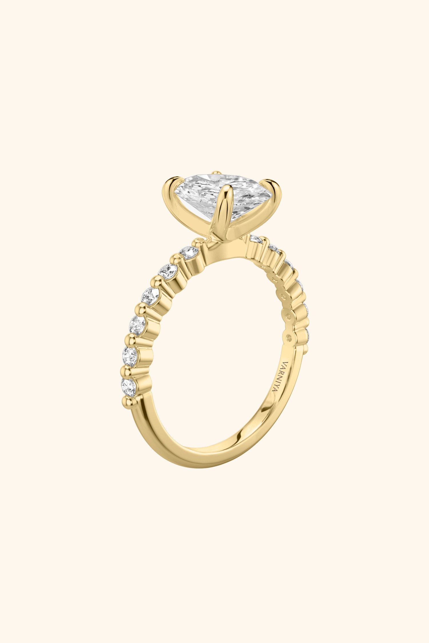 Alya Oval Solitaire Pavé Ring