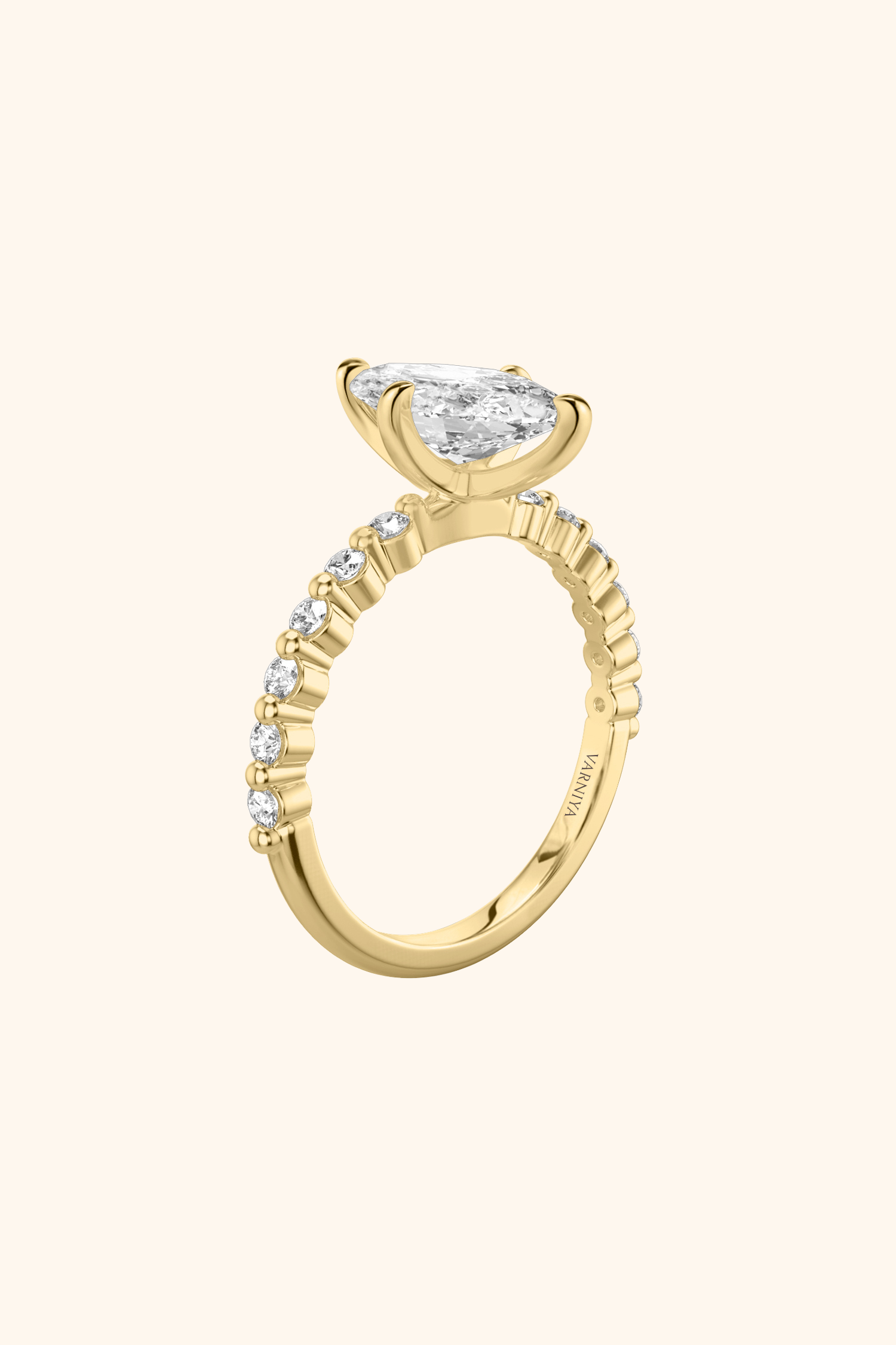 Alya Marquise Solitaire Pavé Ring