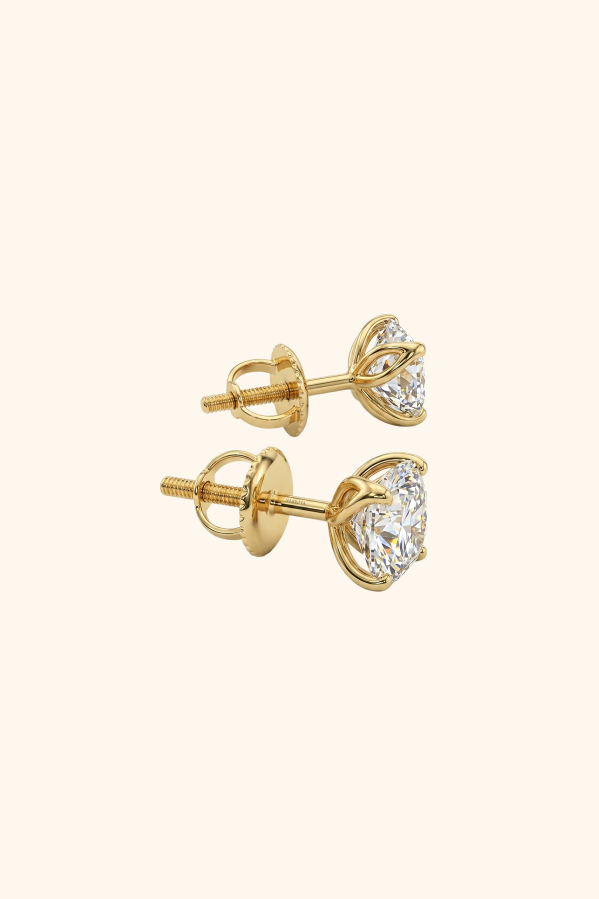 0.74Ct Tulip Stud Earrings with Princess Solitaire