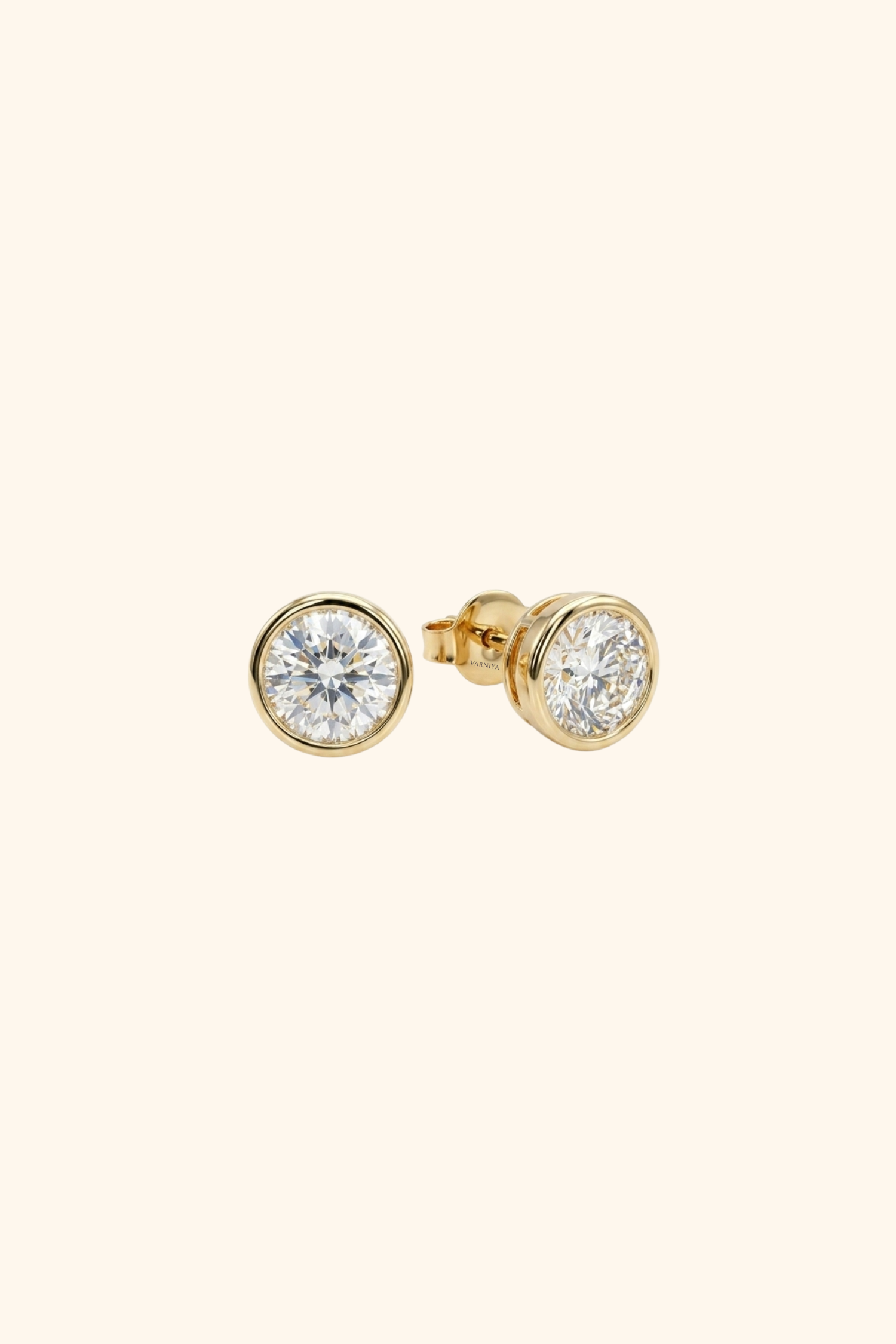 1 Ct Classic Bezel Diamond Studs set with Round Solitaire