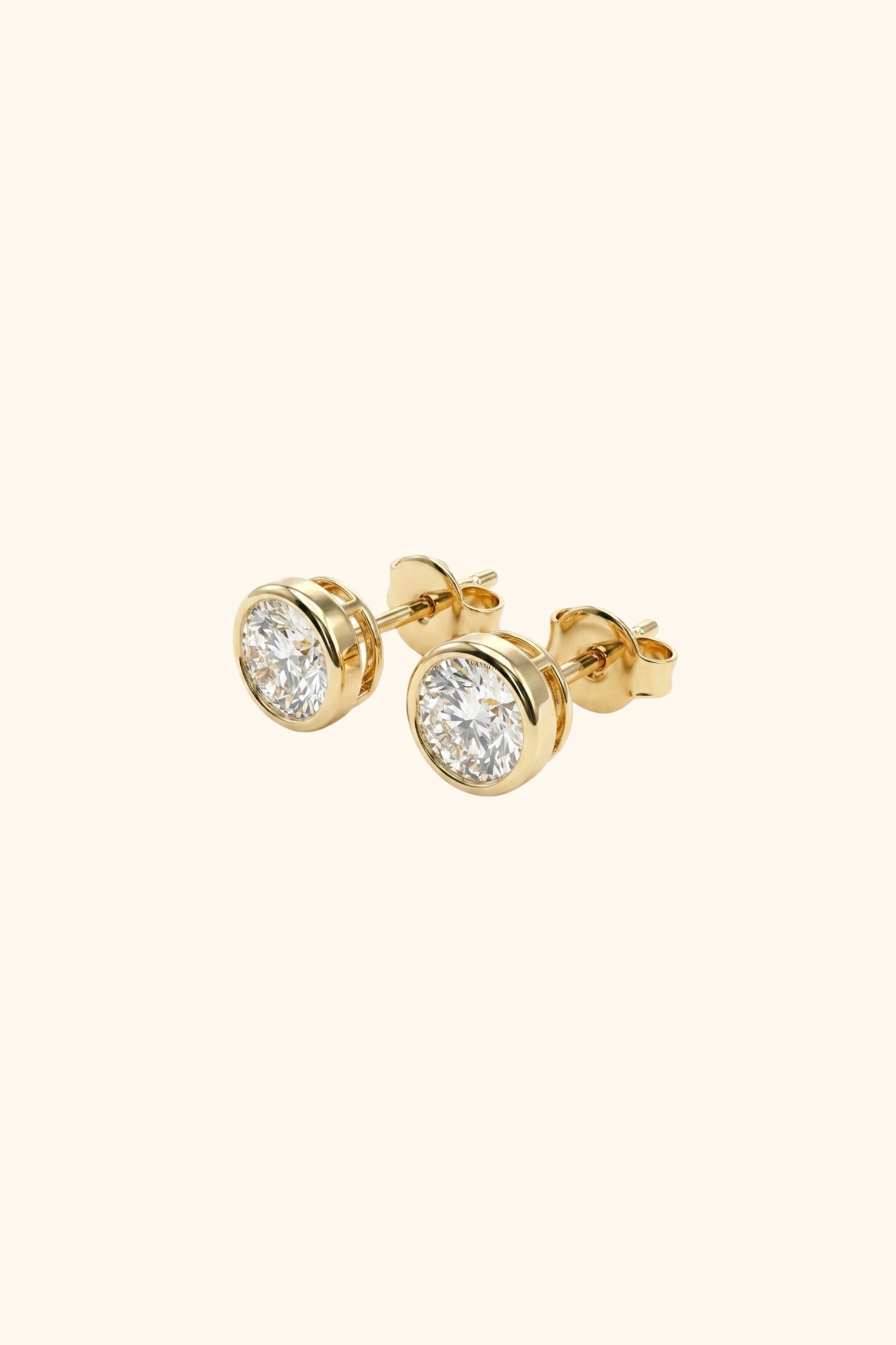 1 Ct Classic Bezel Diamond Studs set with Round Solitaire