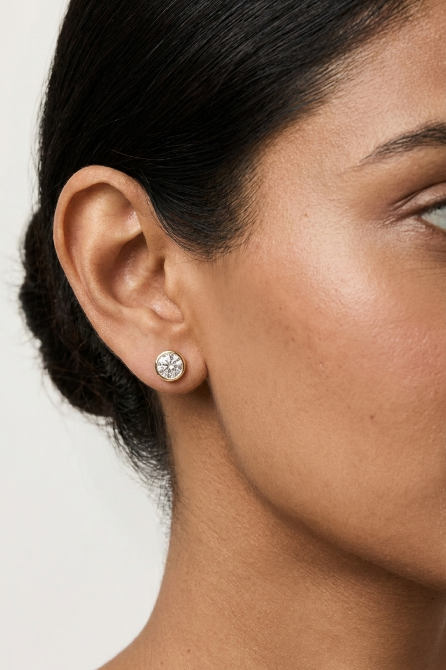 1 Ct Classic Bezel Diamond Studs set with Round Solitaire