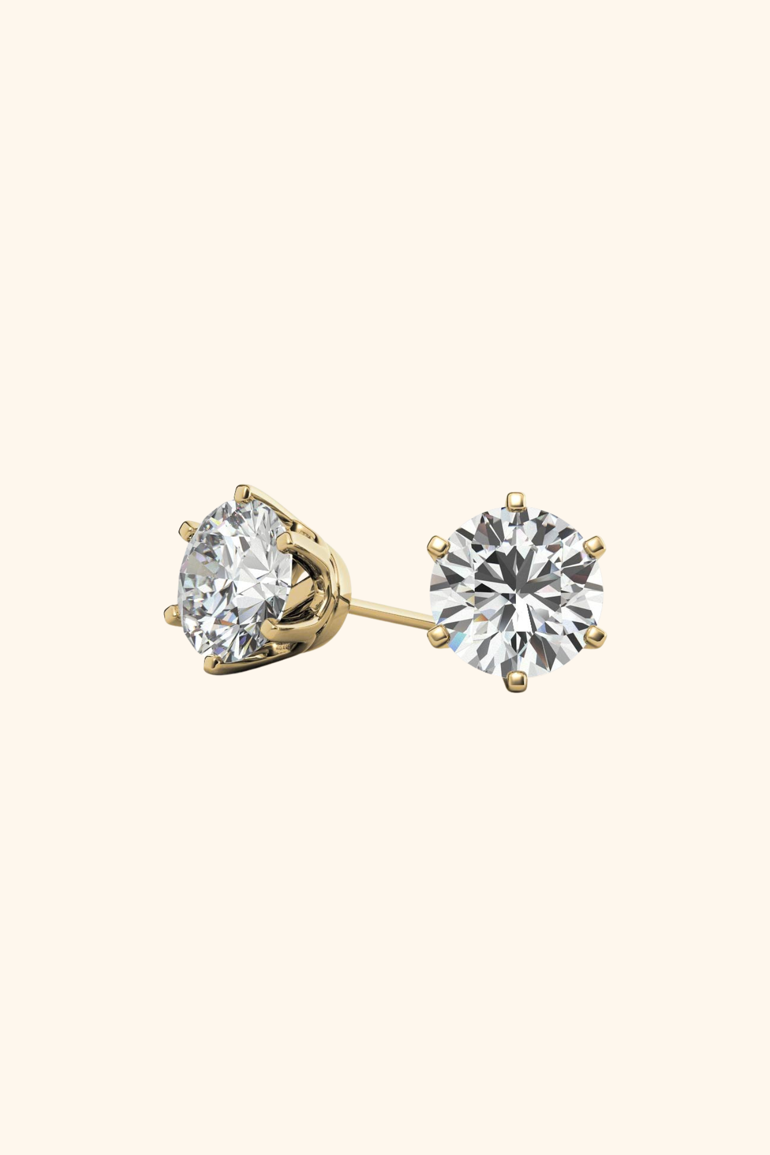 1.52Ct Six Prong Vintage Studs with Round Solitaire