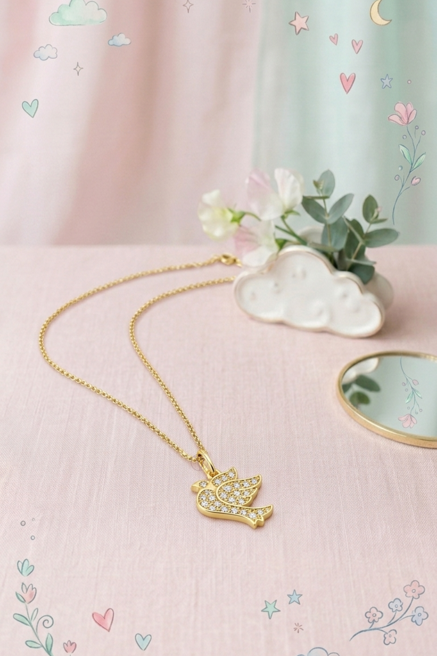 Kids Diamond Pavè Dove Pendant