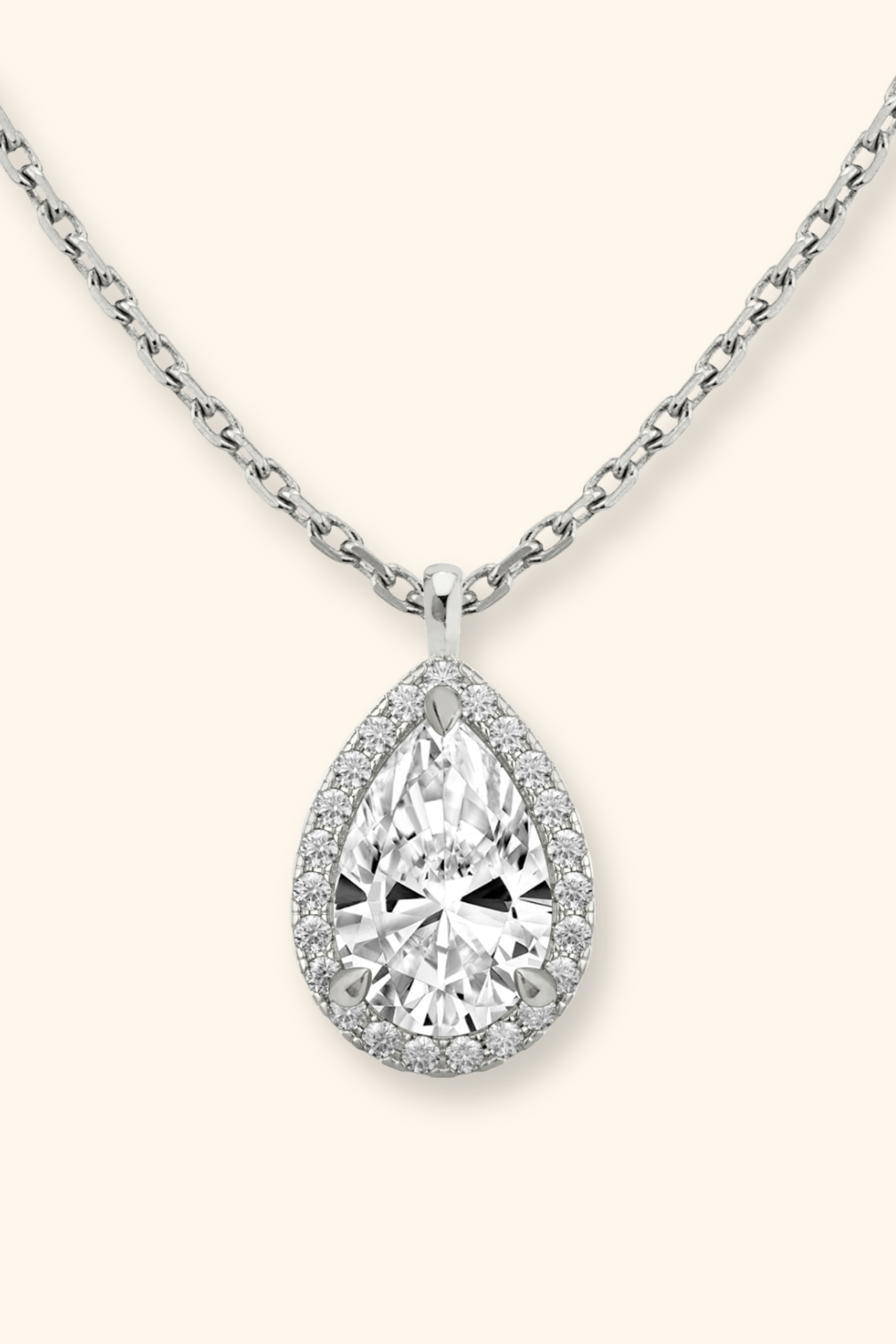 Coralina Halo Pear Solitaire Pendant