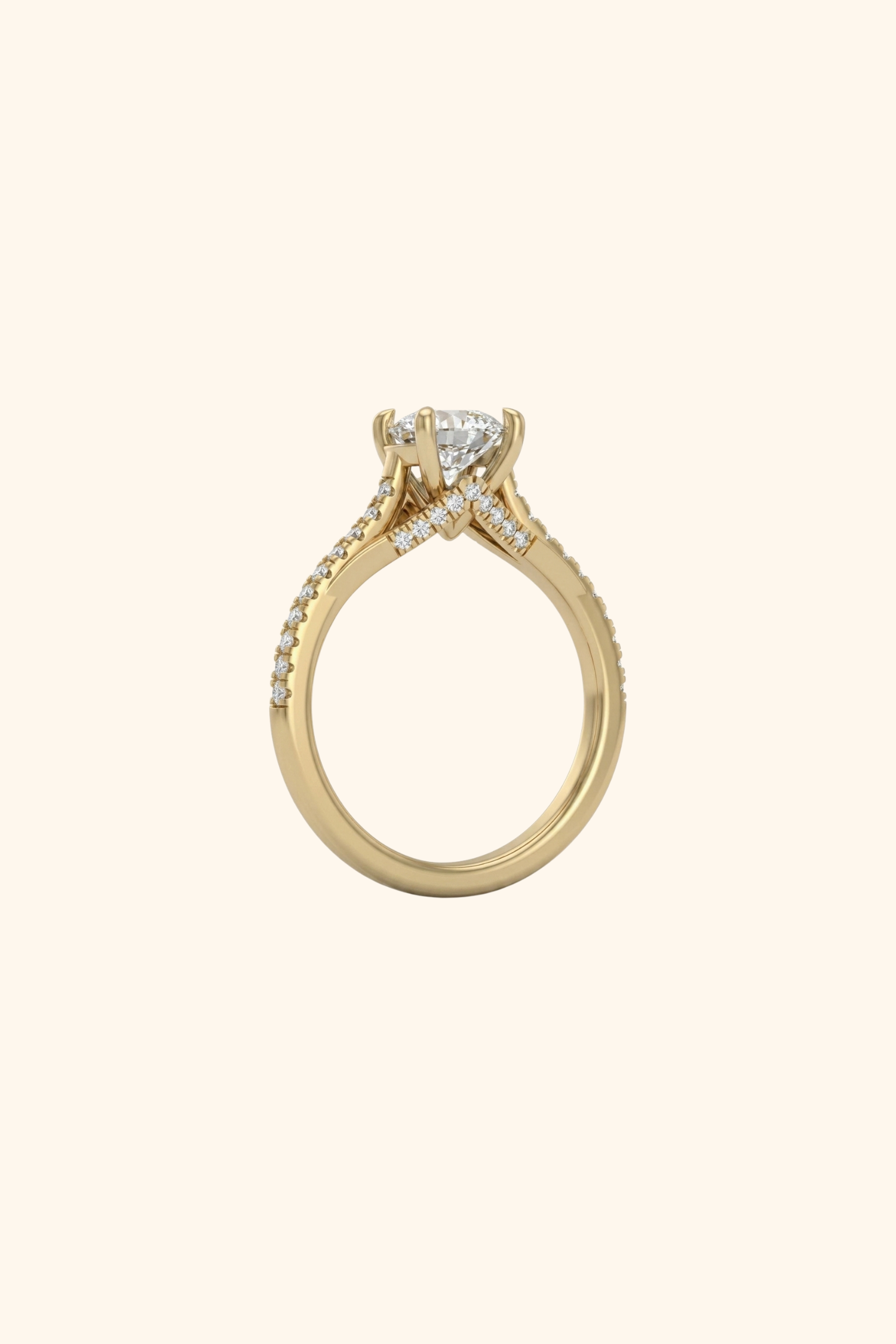 Valentina 2.06 Carat Oval Solitaire Studded Basket Pavé Ring