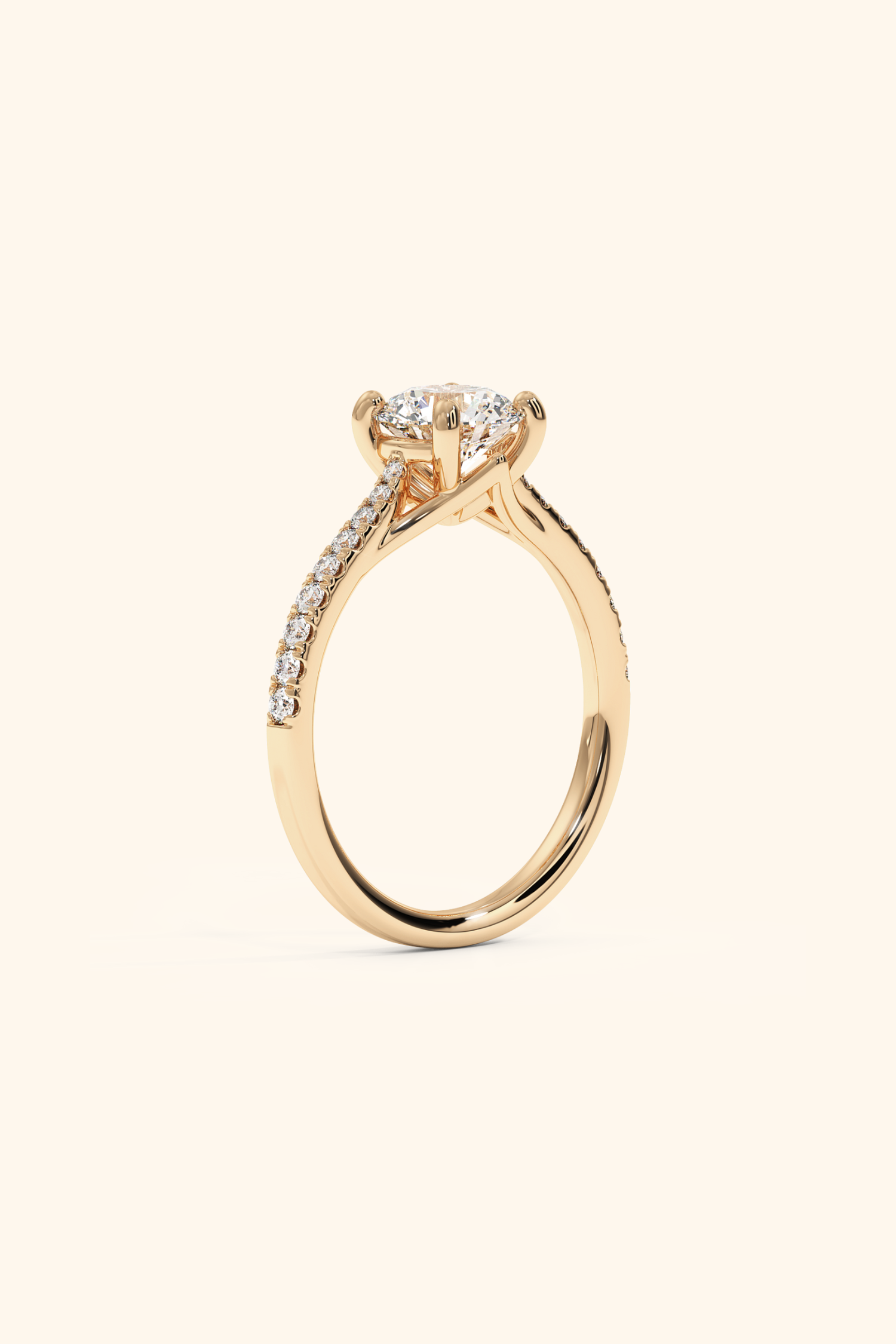 Valentina Pavé Ring with a Round Solitaire