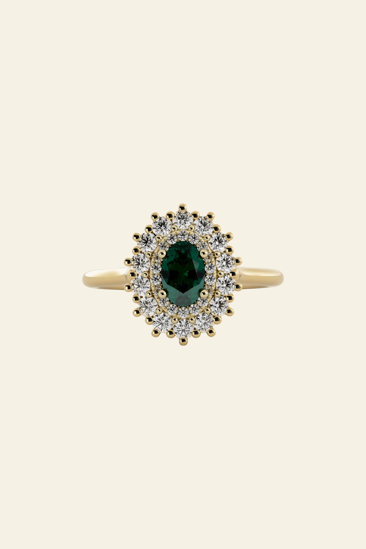 Victoria Emerald Halo Ring