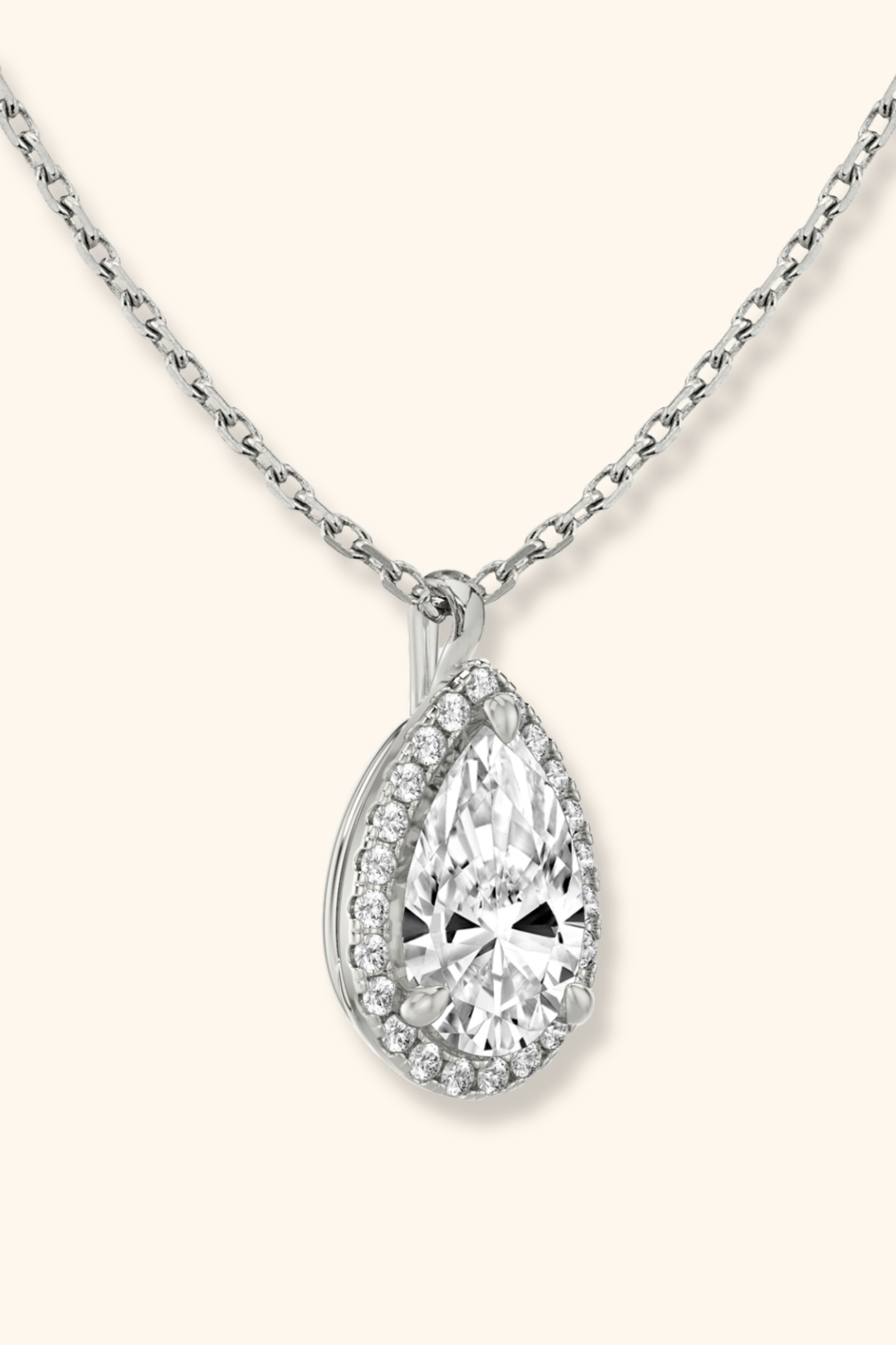 Coralina Halo Pear Solitaire Pendant