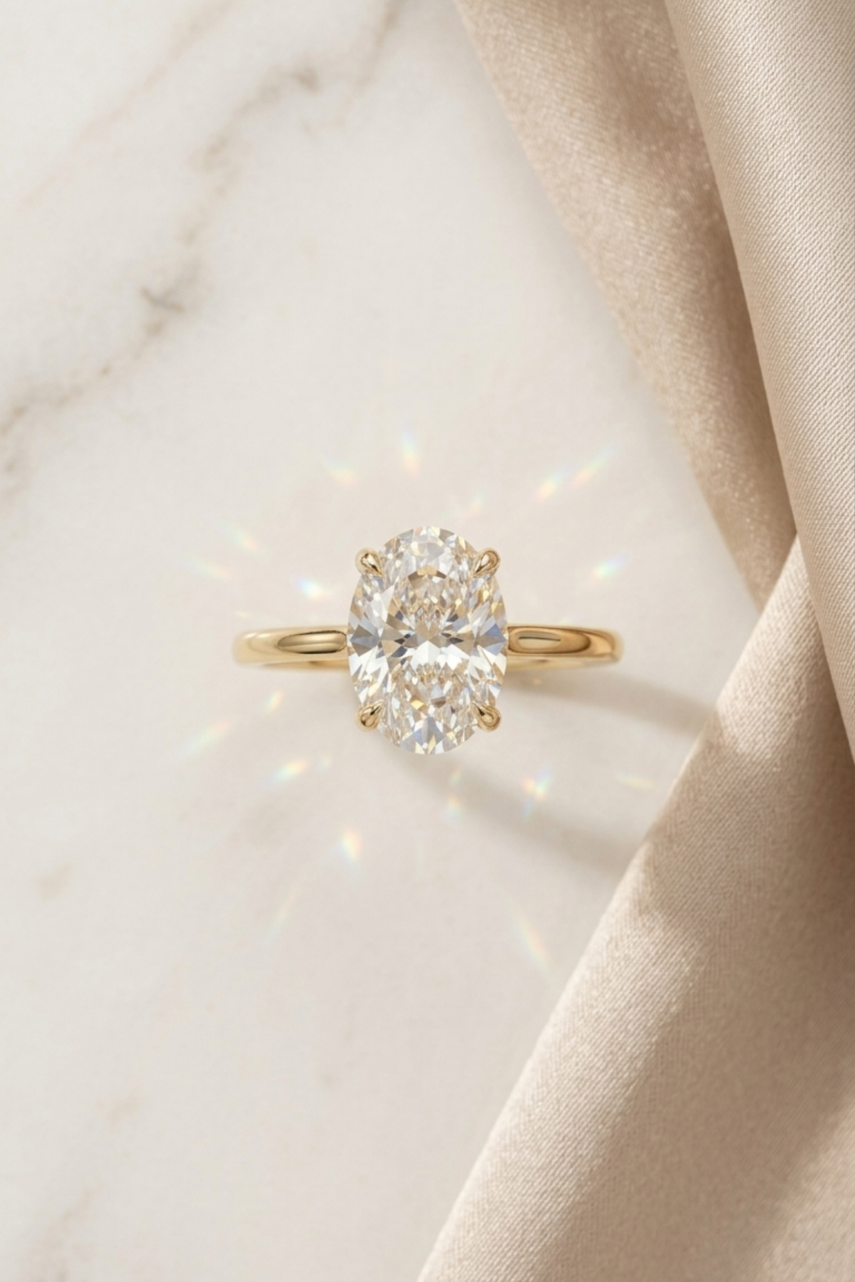 1.28Ct Serenata Hidden Halo Pavé Bridge Oval Solitaire Ring in Ring Size 10