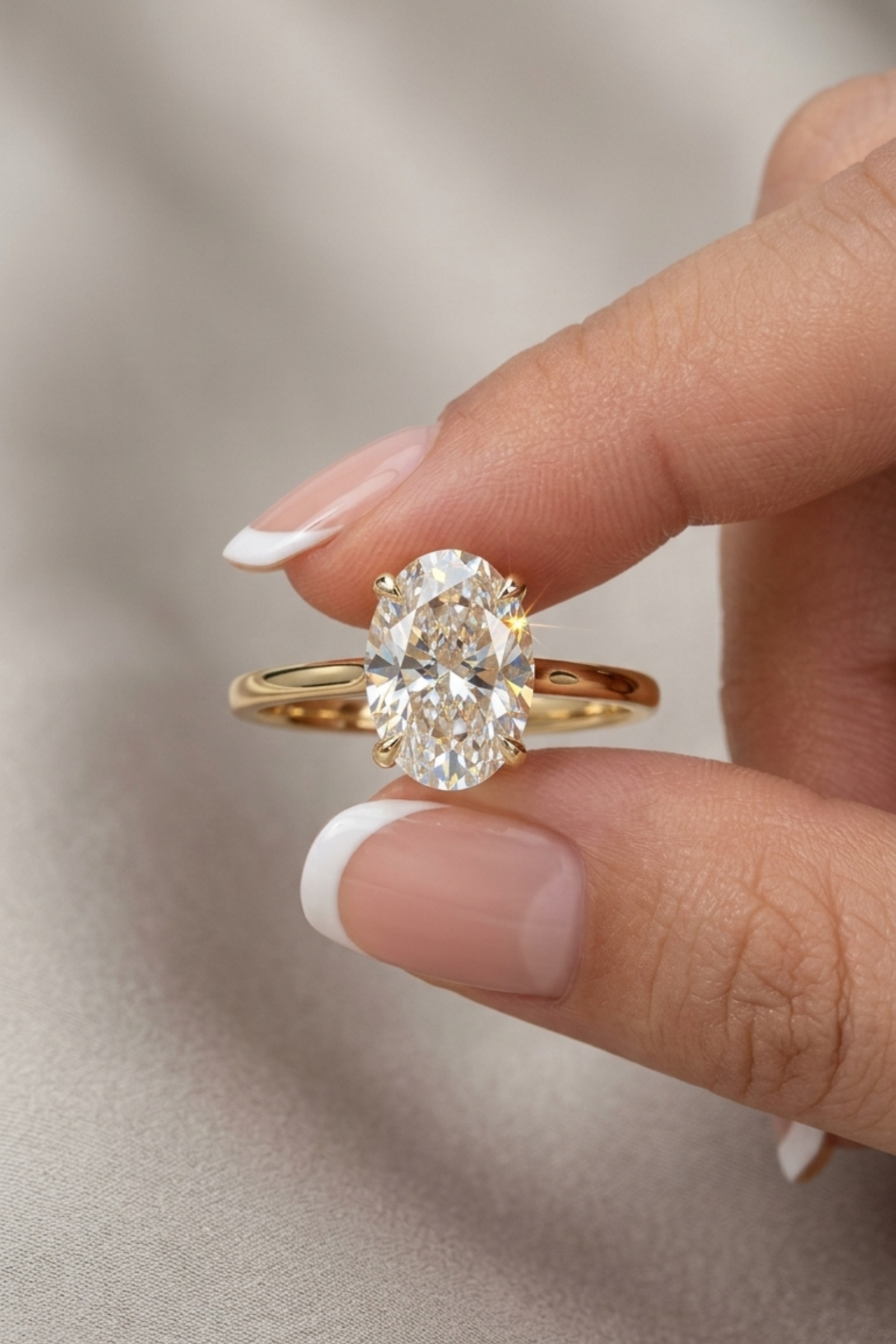 1.28Ct Serenata Hidden Halo Pavé Bridge Oval Solitaire Ring in Ring Size 10