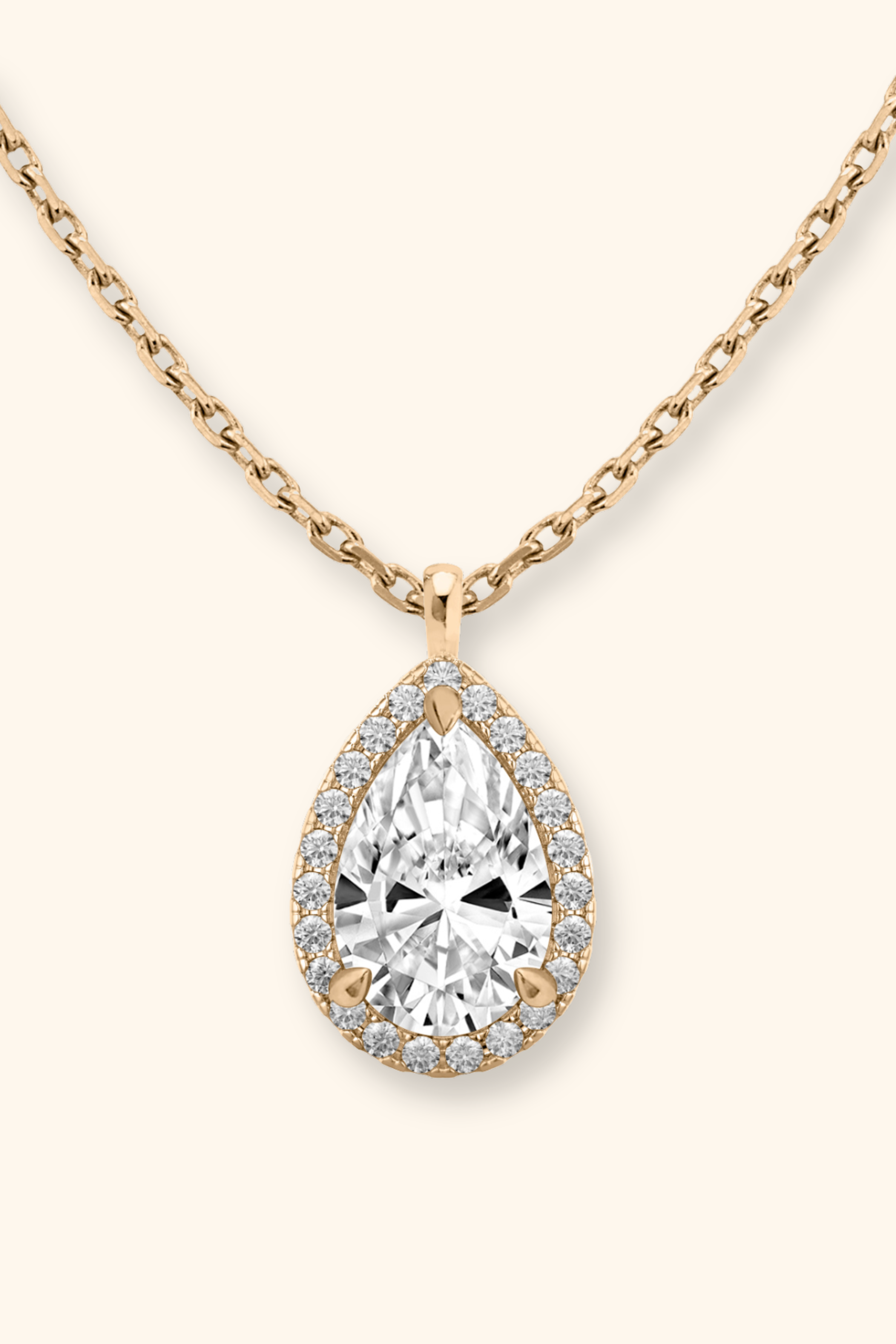 Coralina Halo Pear Solitaire Pendant