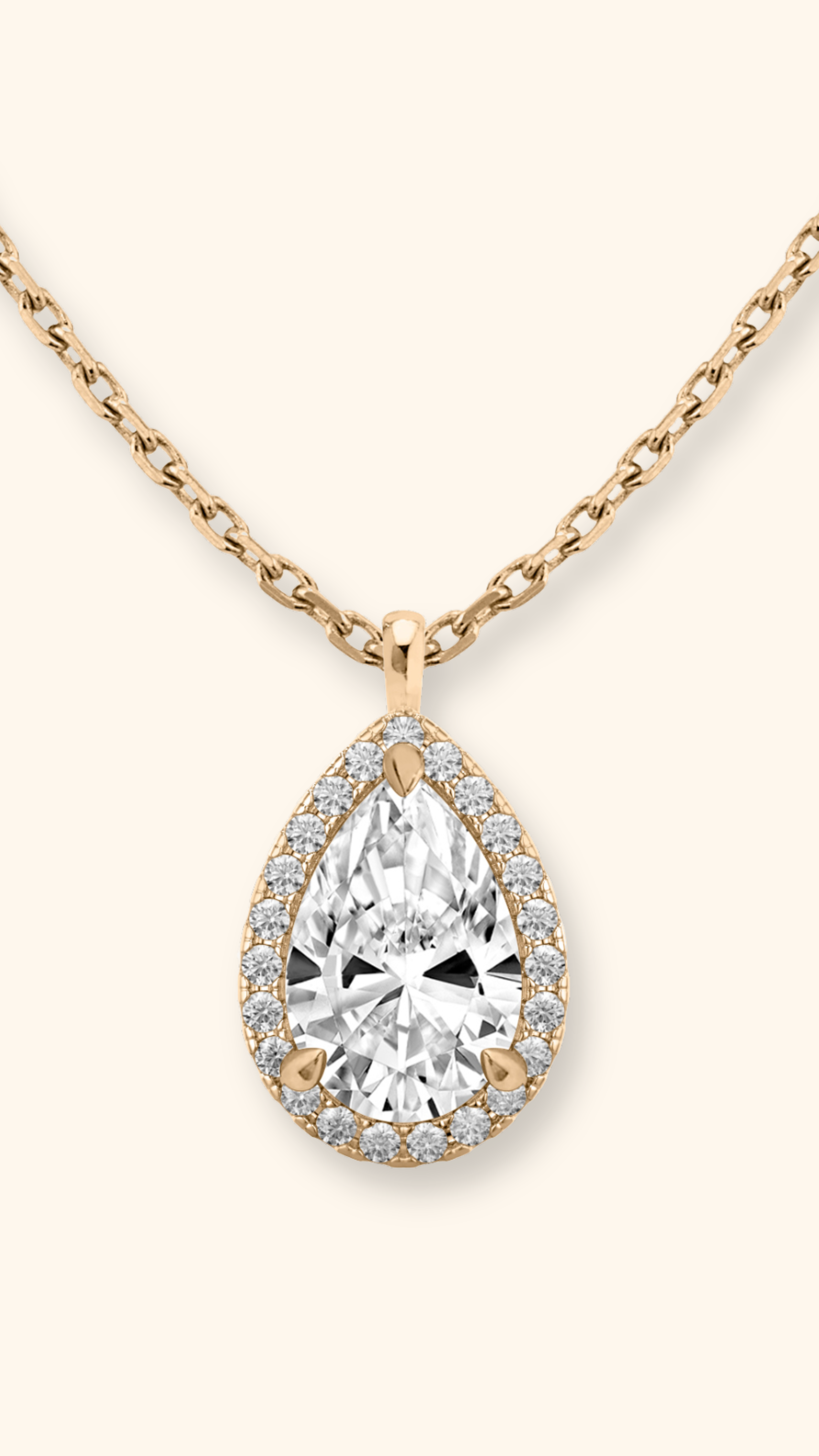 Coralina Halo Pear Solitaire Pendant