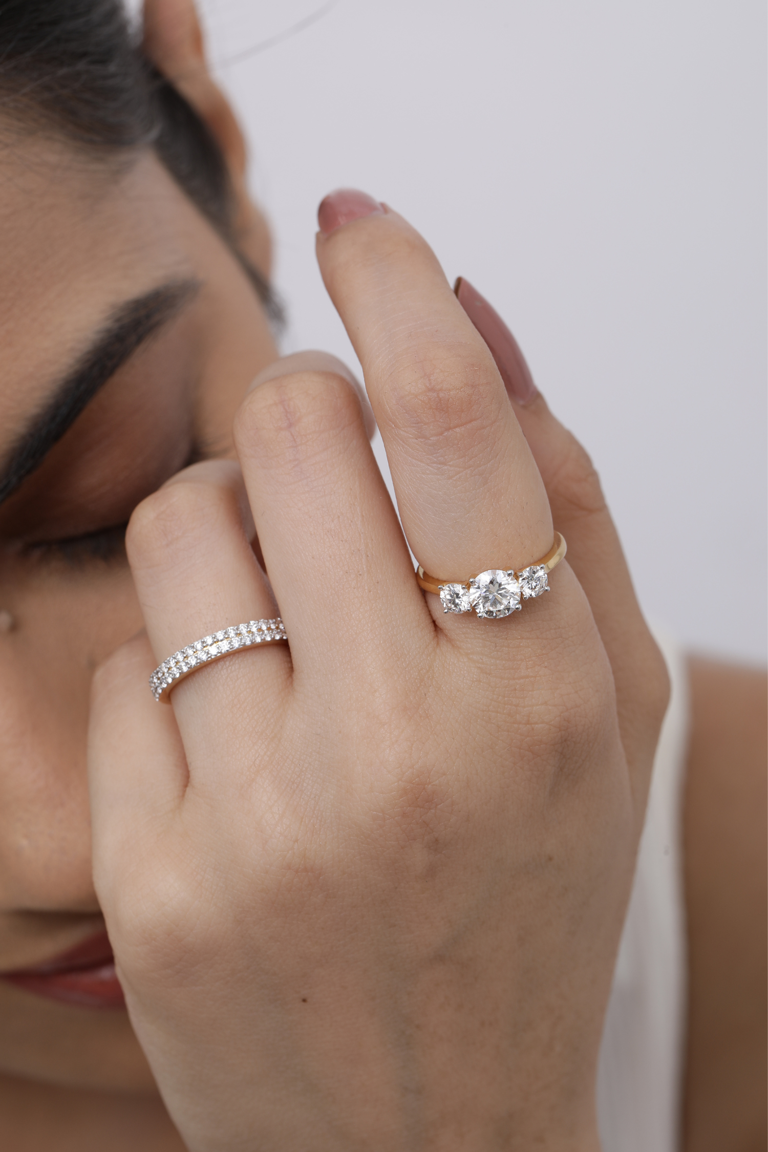 1Ct Isabella Trilogy Round Brilliant Solitaire Ring with 2 x 0.50Ct Side Stones in Ring Size 12
