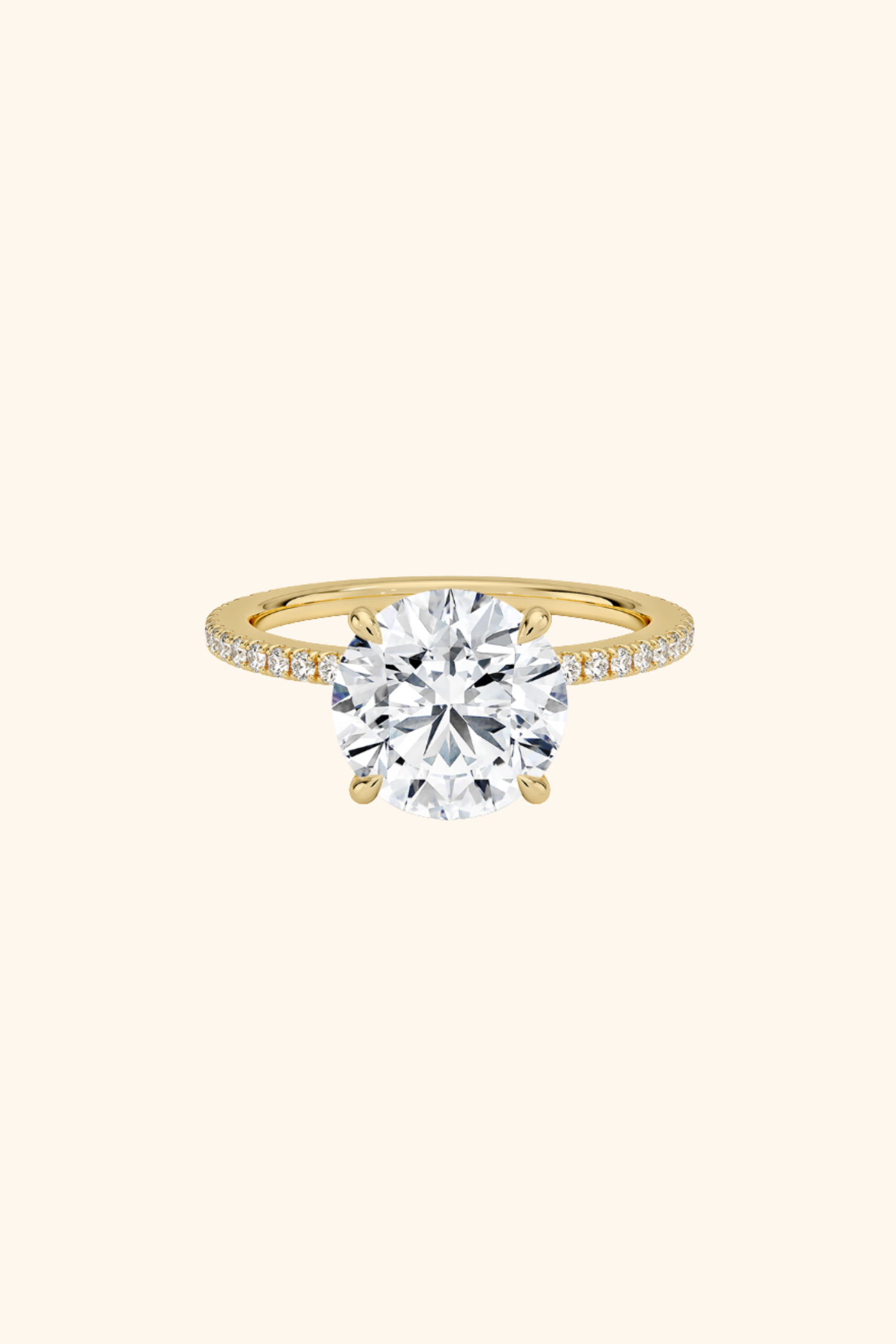 3.03Ct Nelly Hidden Halo Pavè Ring with a Round Brilliant Solitaire in Ring Size 8
