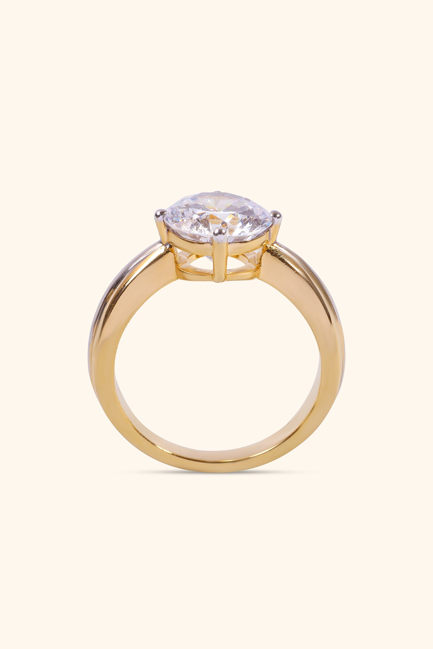 Esperanza Dual-tone Ring with a Round Best Solitaire