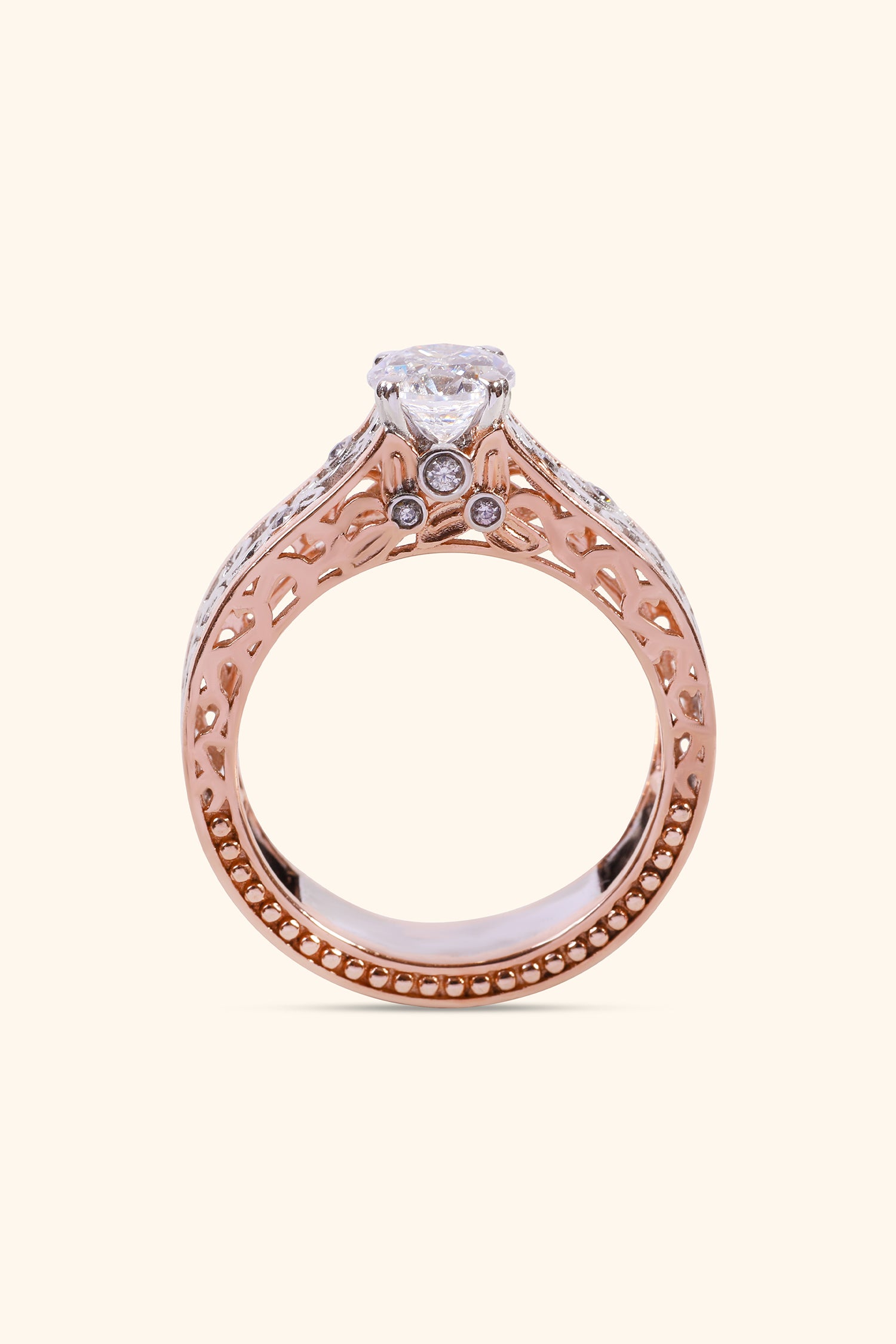 Isabella Vintage Ring with a Round Solitaire