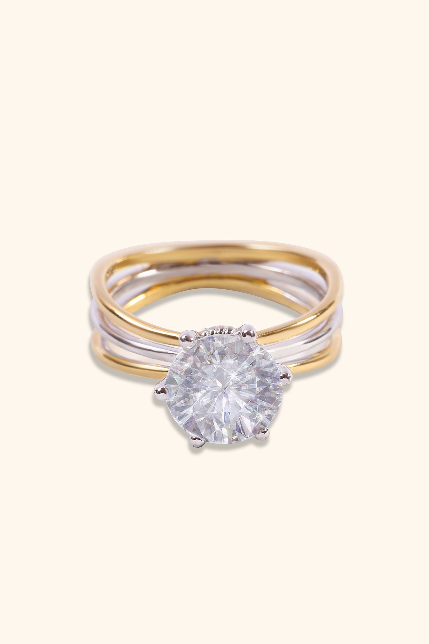 Windsor Triple Banded Ring with a Round Solitaire Value