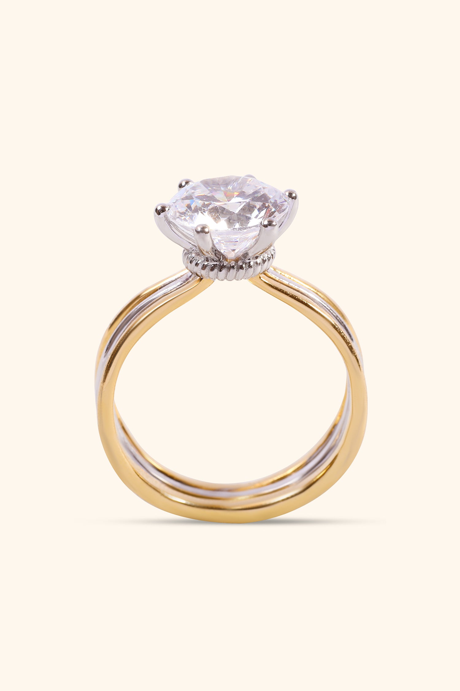 Windsor Triple Banded Ring with a Round Solitaire Value