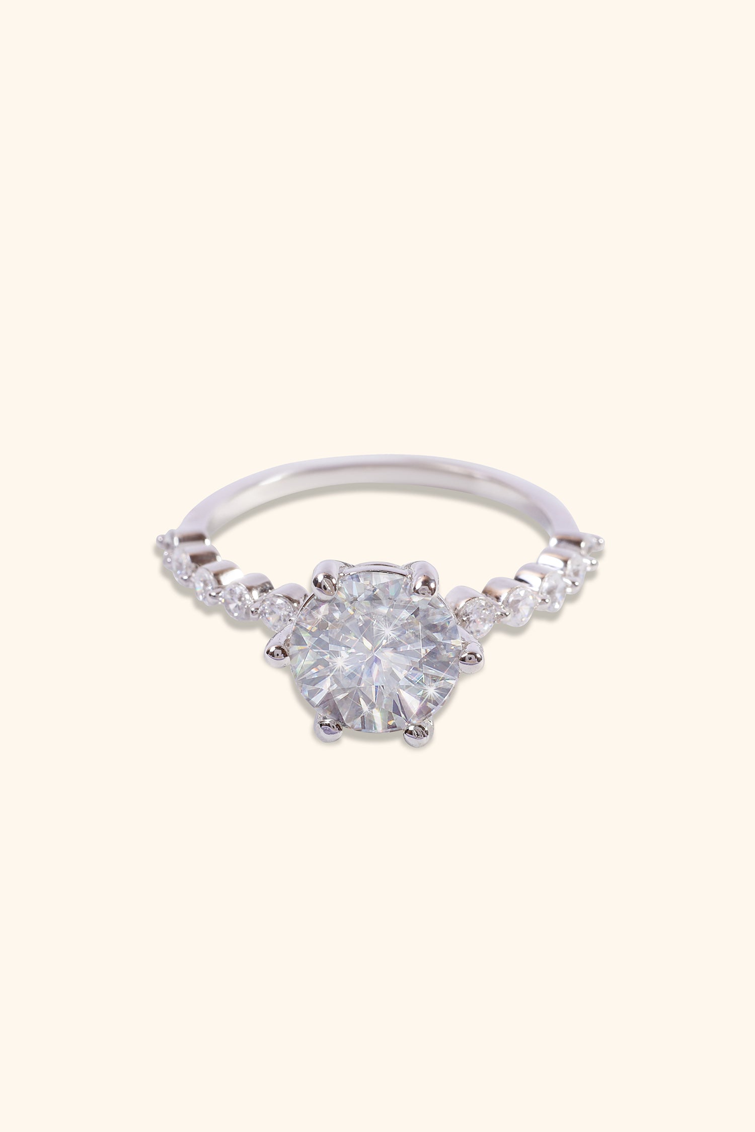 Paloma Studded Pave Ring with Round Solitaire