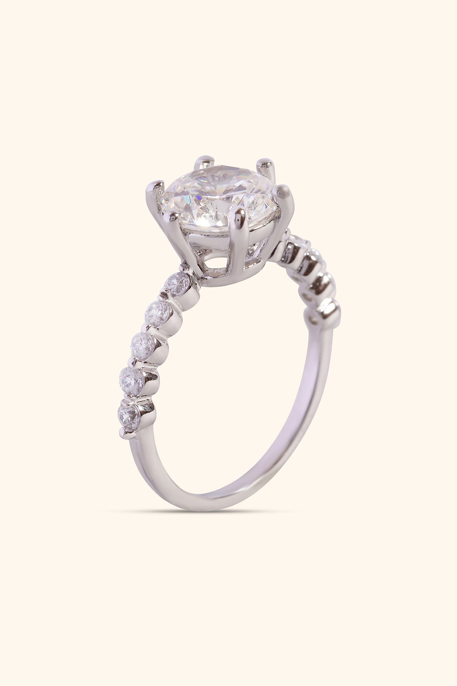 Paloma Studded Pave Ring with Round Solitaire
