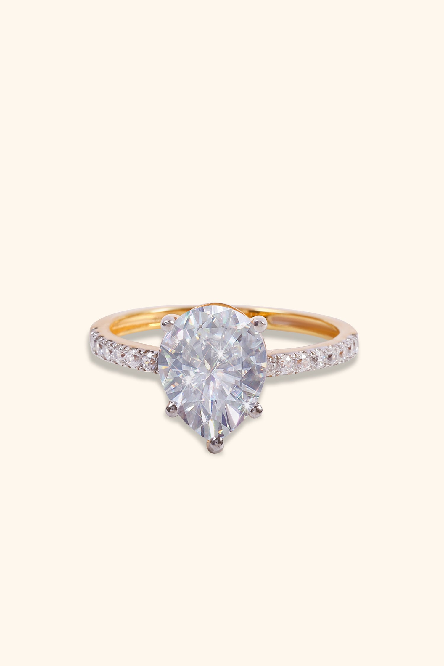 Sofia 5 prong Pear Solitaire Ring on a Pavé Ring
