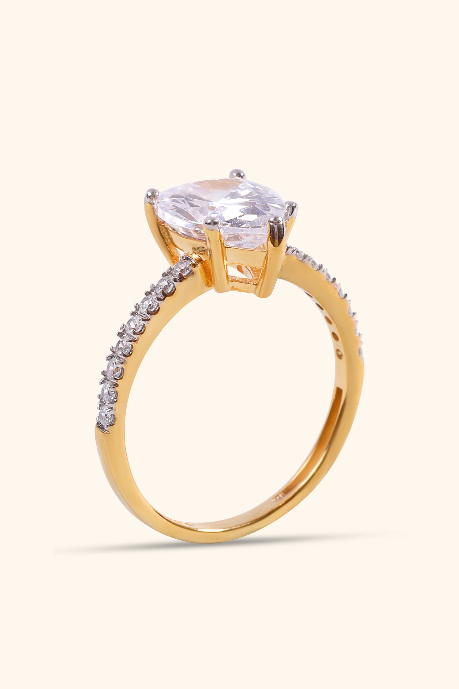 Sofia 5 prong Pear Solitaire Ring on a Pavé Ring