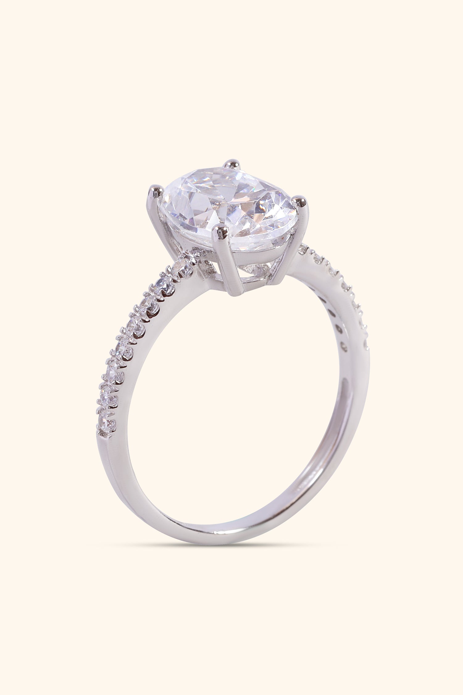 4 Prong Classic Grace Oval Solitaire Pavé Ring Value