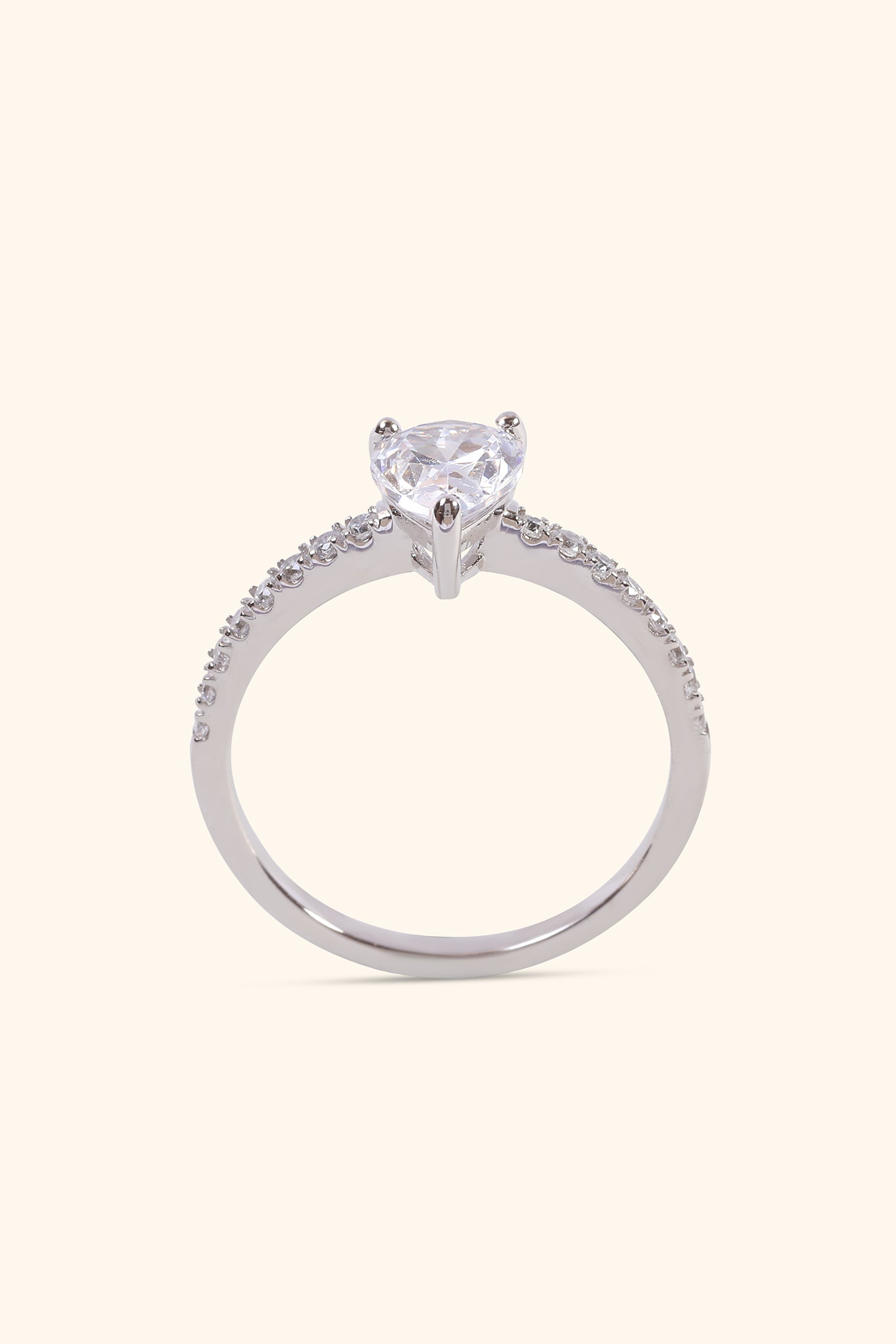 Dulce Pear Solitaire Ring on a Pavé Ring