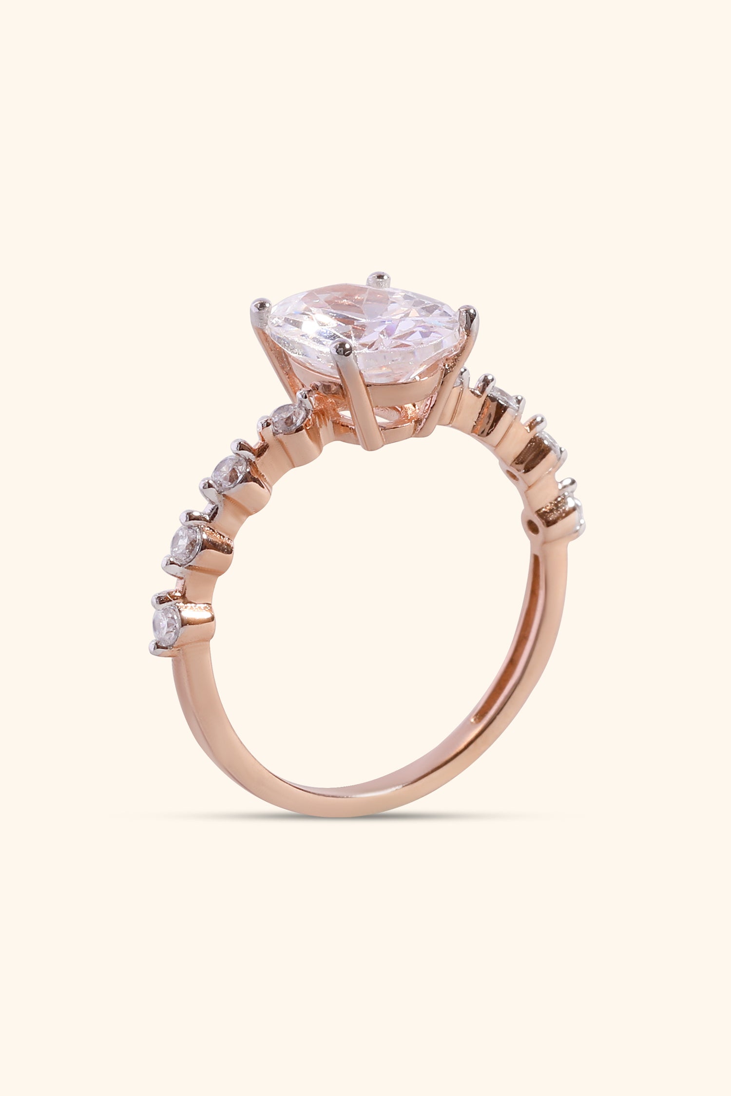 Adelina Oval Solitaire Pavé Premium Ring