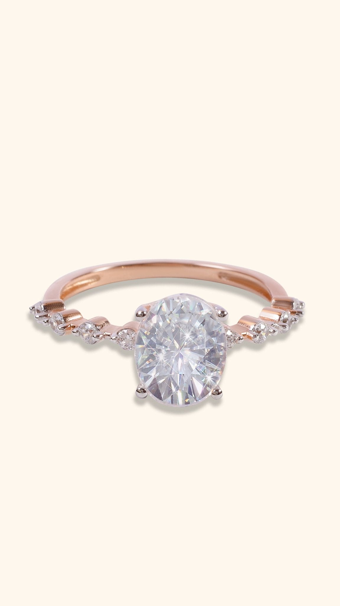 Adelina Oval Solitaire Pavé Premium Ring