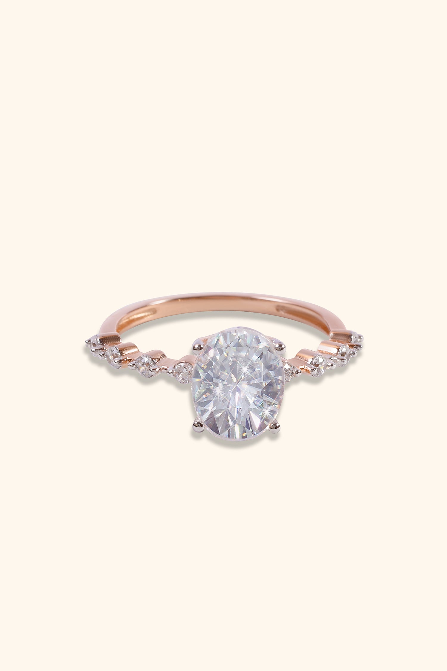 Adelina Oval Solitaire Pavé Premium Ring