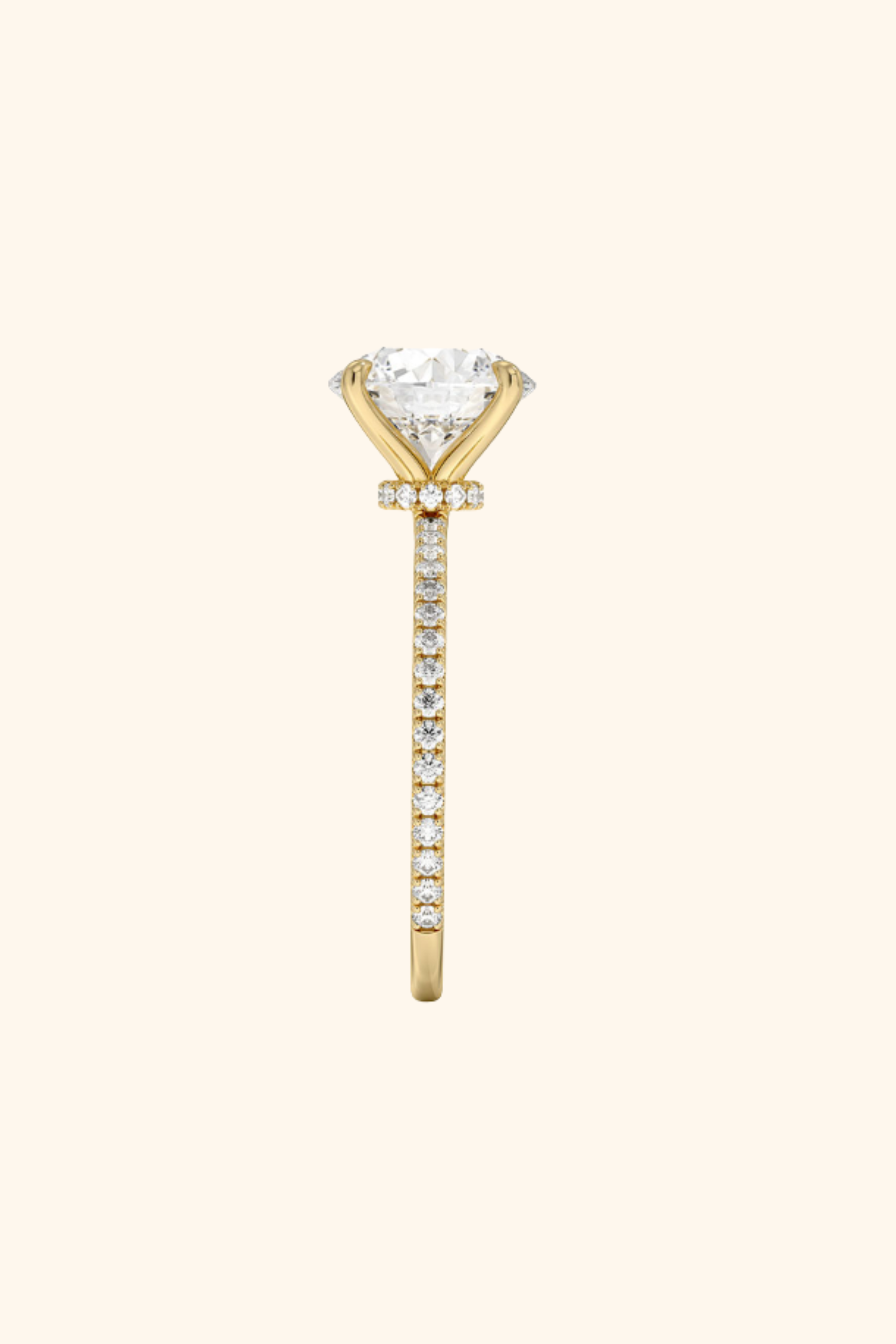 3.03Ct Nelly Hidden Halo Pavè Ring with a Round Brilliant Solitaire in Ring Size 8