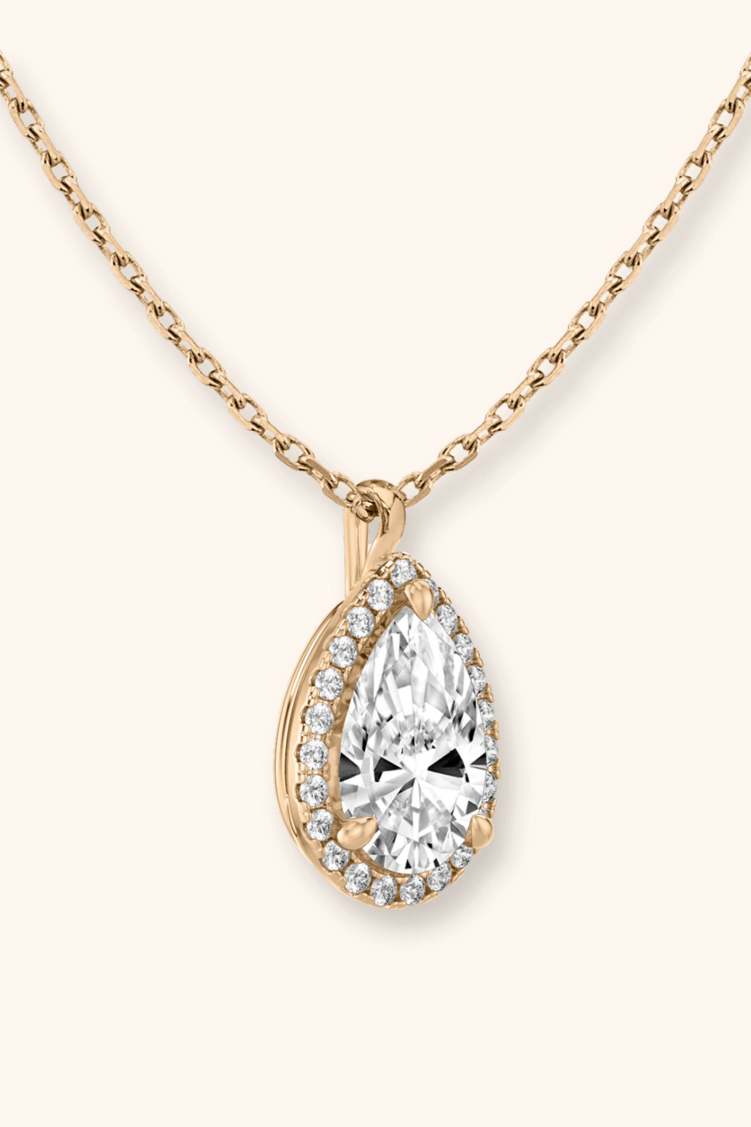 Coralina Halo Pear Solitaire Pendant