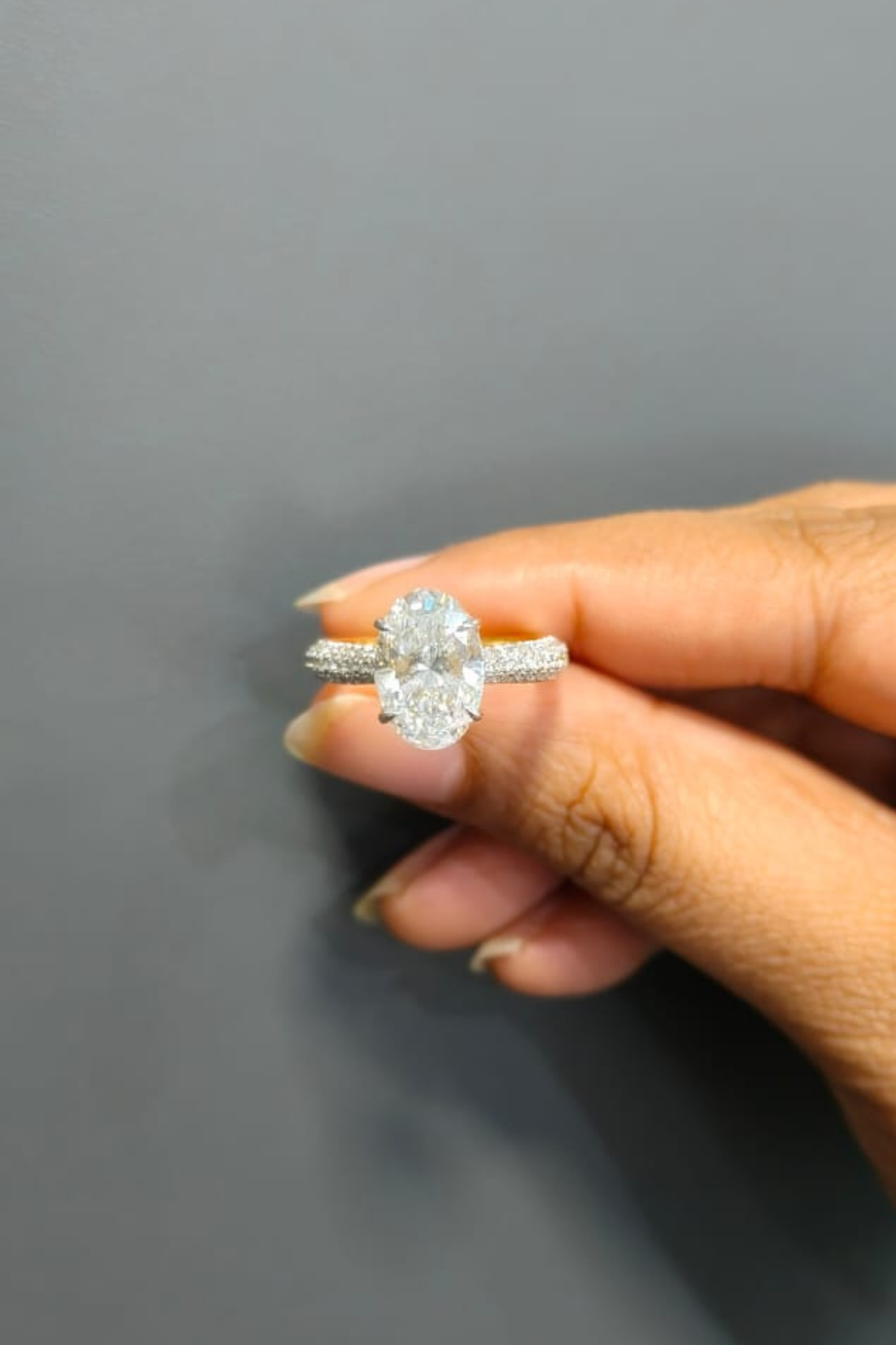 Christina 2.50 Carat Oval Solitaire Triple Pavé Ring