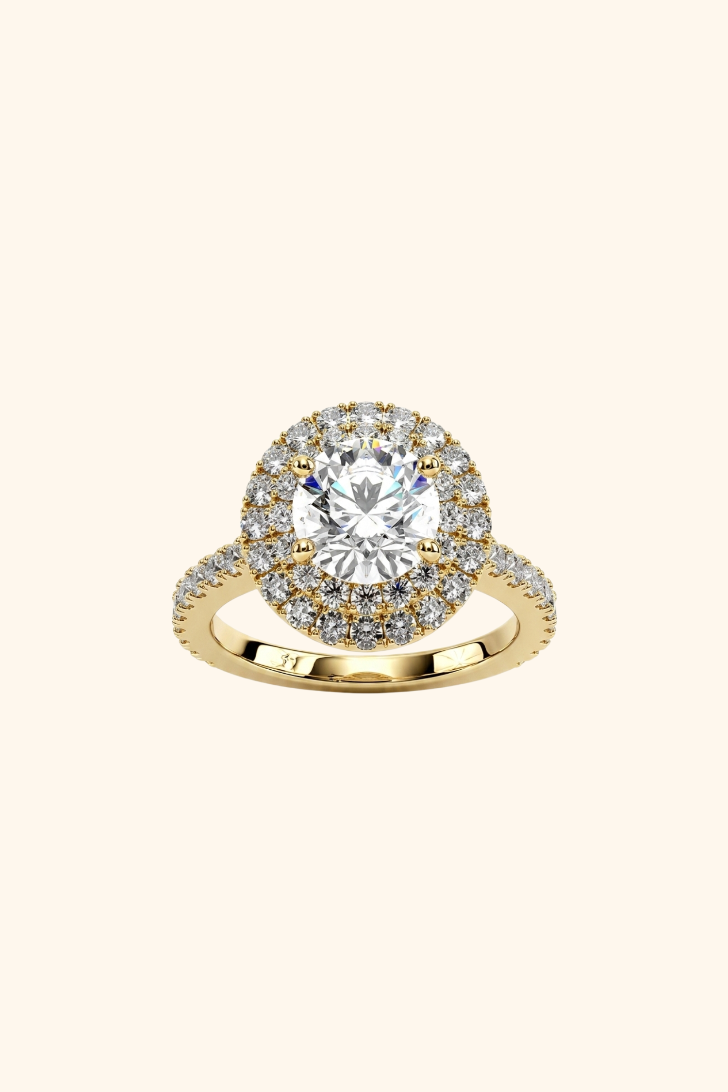 0.30Ct Anelise Double Halo Pavé Ring with a Delicate Under Halo Pavé Ring  in Ring Size 10