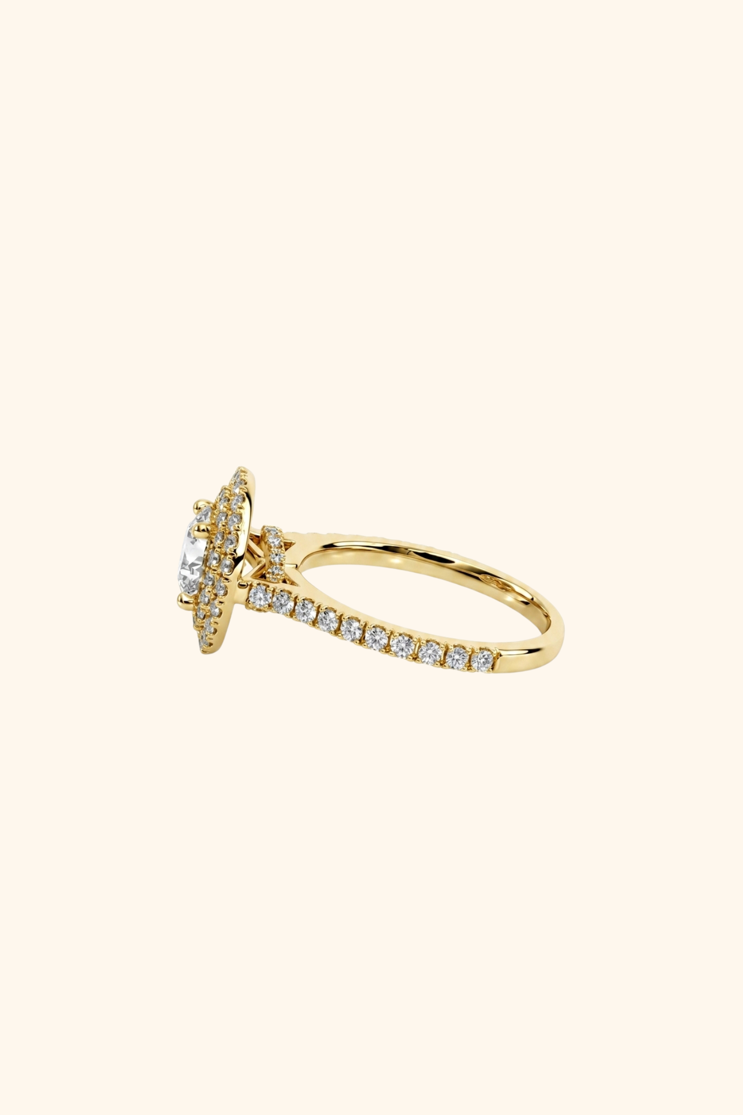 0.30Ct Anelise Double Halo Pavé Ring with a Delicate Under Halo Pavé Ring  in Ring Size 10