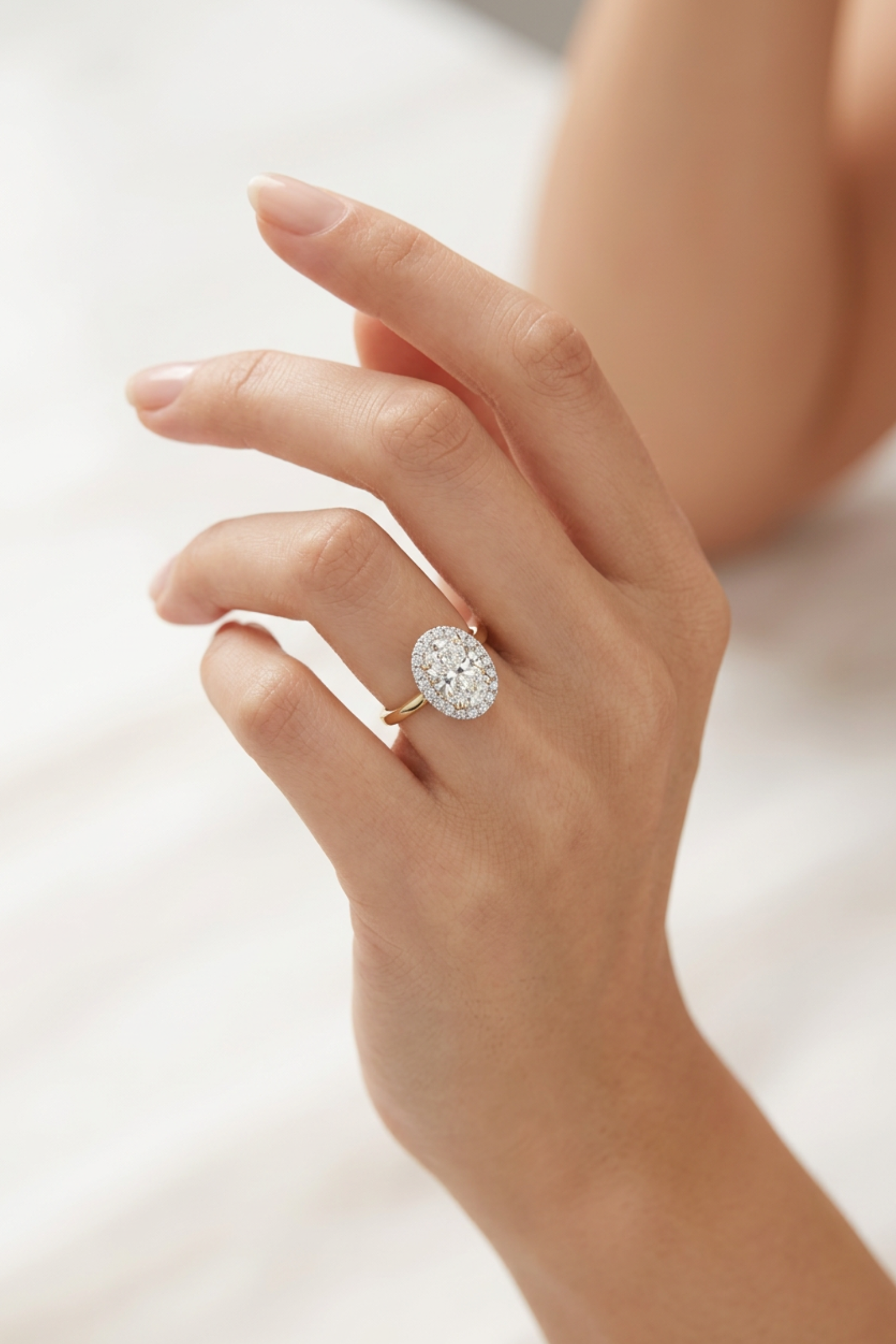 1.04Ct Angelica Halo with an Oval Solitaire in Ring Size 12