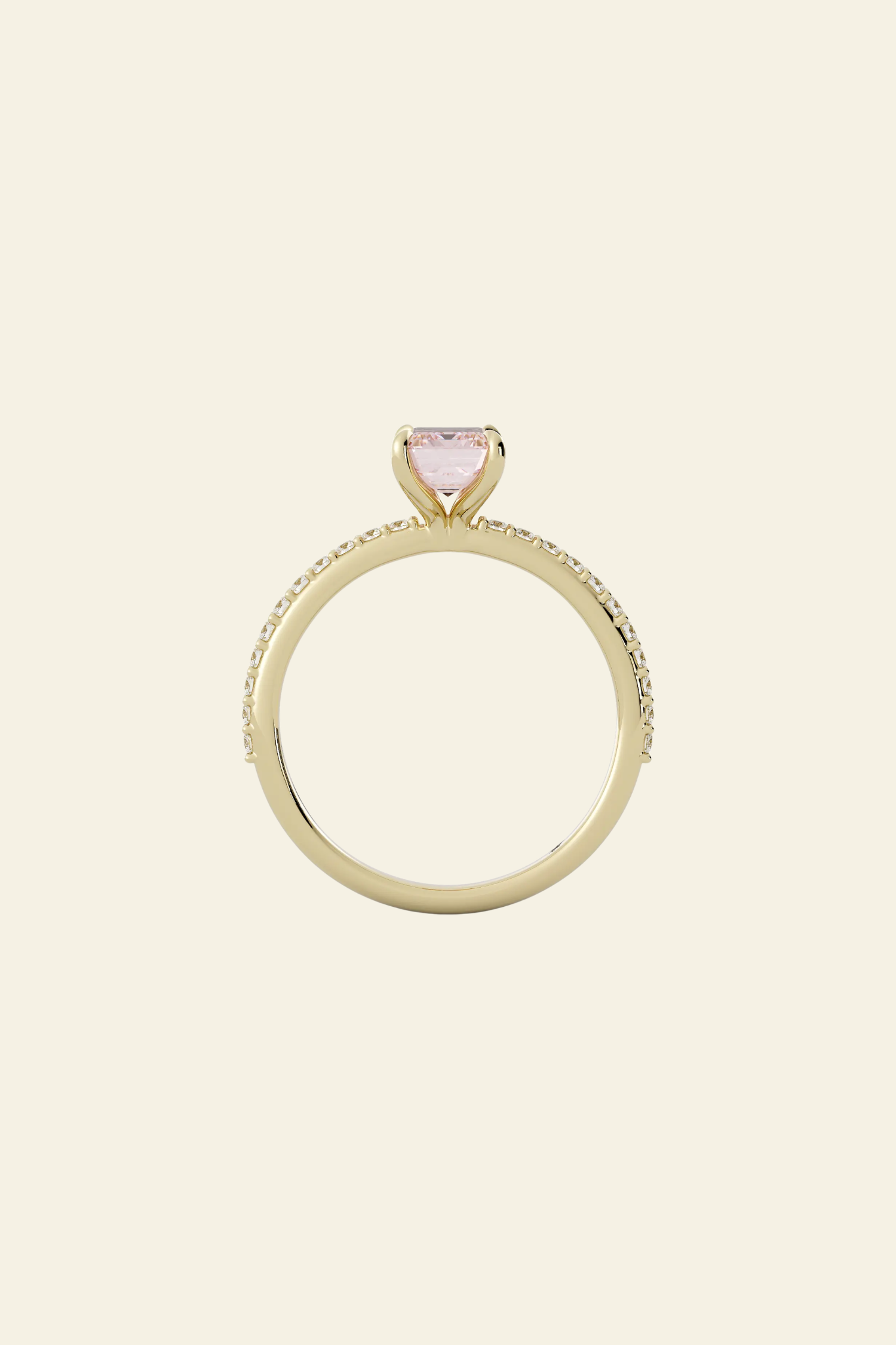 Elodie Pink Emerald Solitaire Pavè Ring