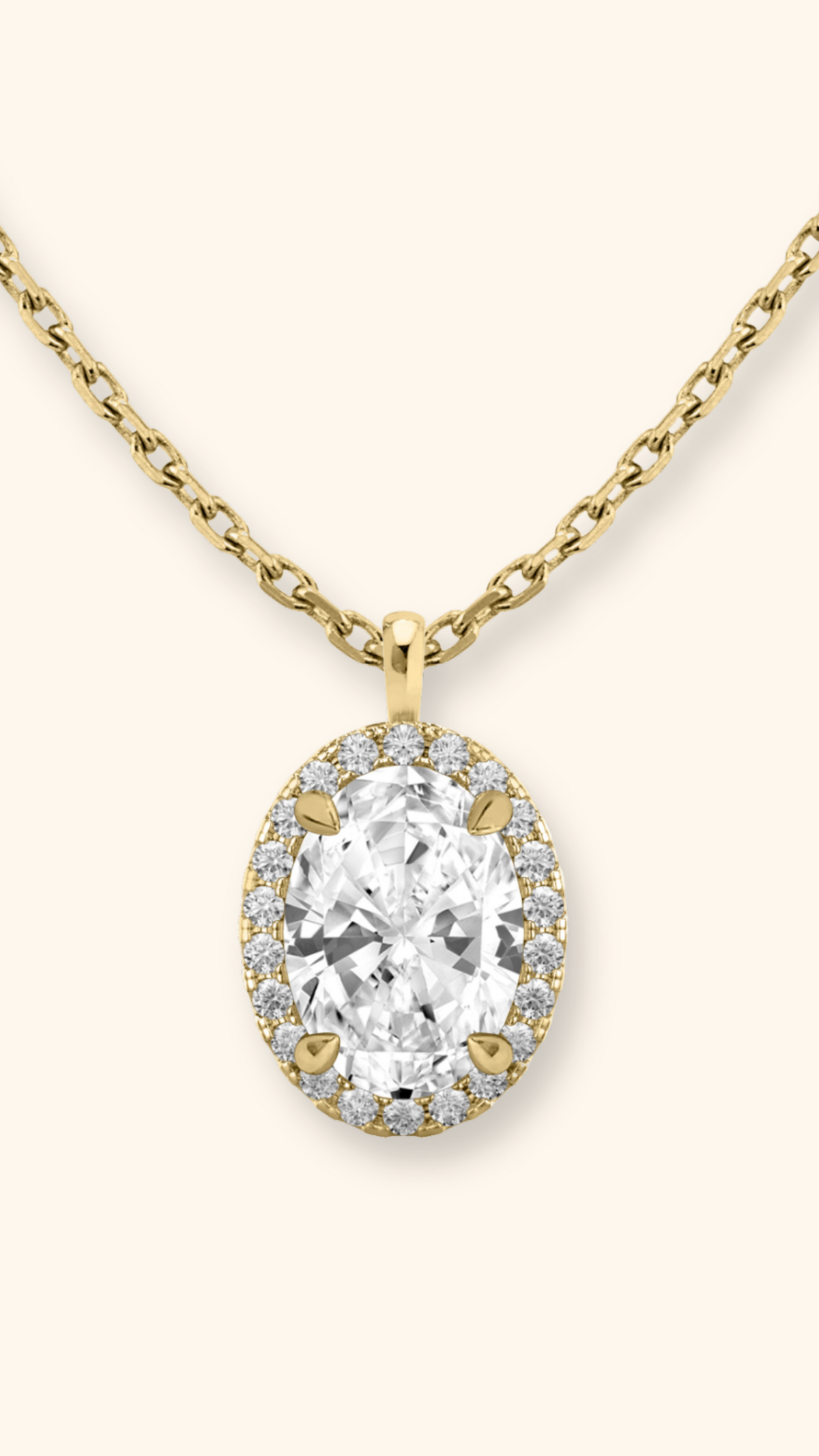 0.80Ct Coralina Halo Oval Solitaire Pendant
