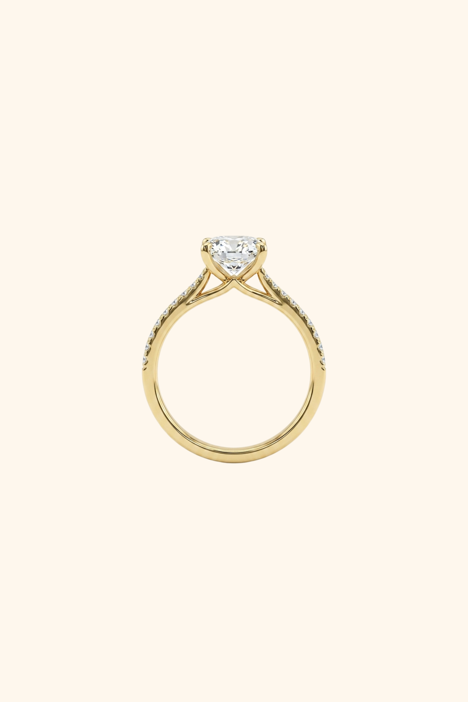 1.03Ct Valentina Pavé Ring with Radiant Solitaire in Ring Size 9